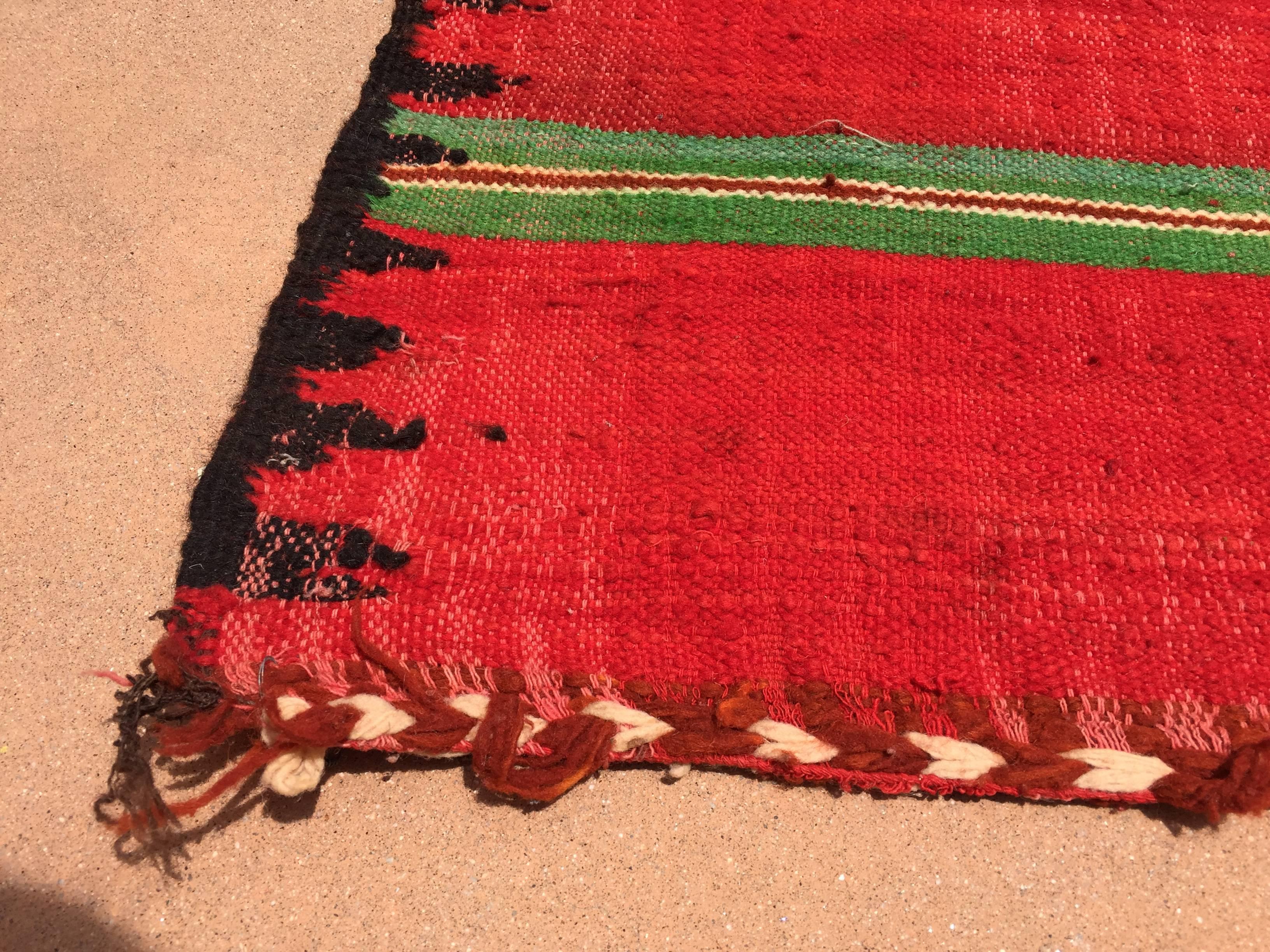 Tribal Moroccan Vintage Flat-Weave Rug