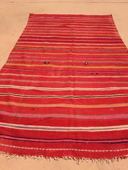 Vintage Moroccan Flat-Weave Rug with Stripes