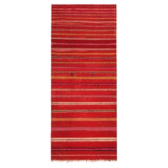 Vintage Moroccan Berber Kilim Rug in Burgundy, Pink and Orange Stripes, 1960s