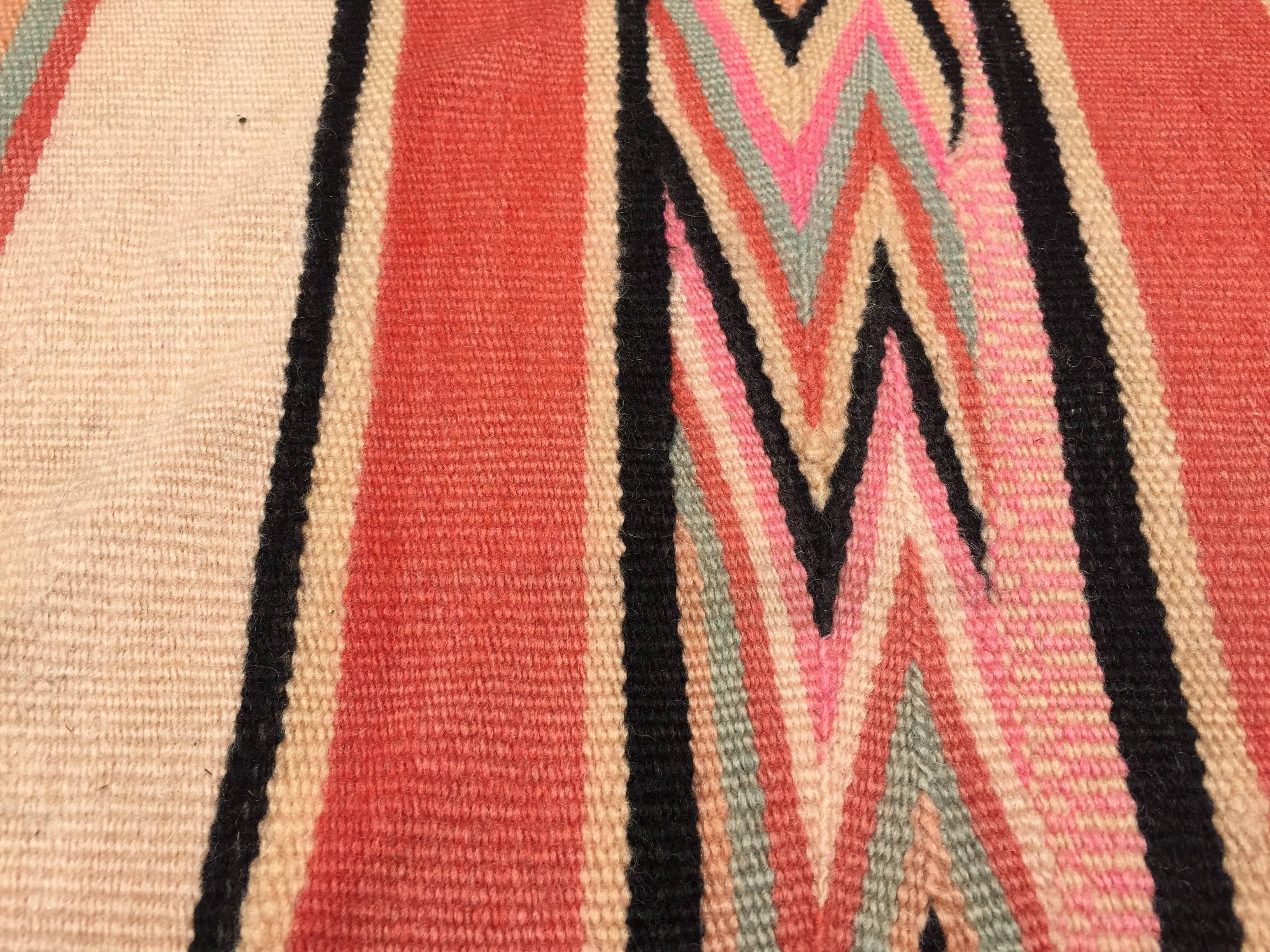 Moroccan Vintage Flat-Weave Stripe Rug In Good Condition For Sale In North Hollywood, CA