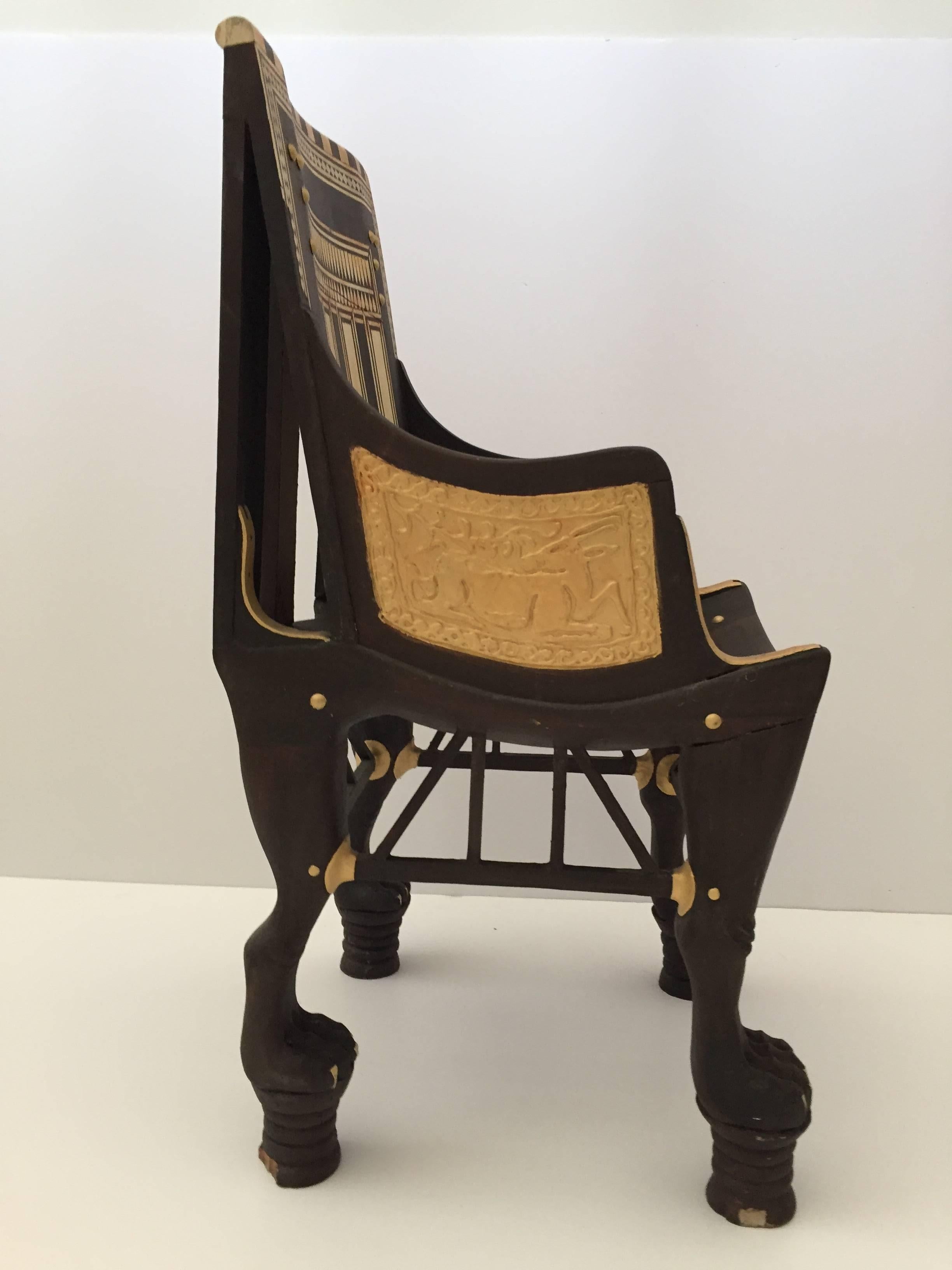 Hand-Carved Egyptian Revival Giltwood Throne Child Chair