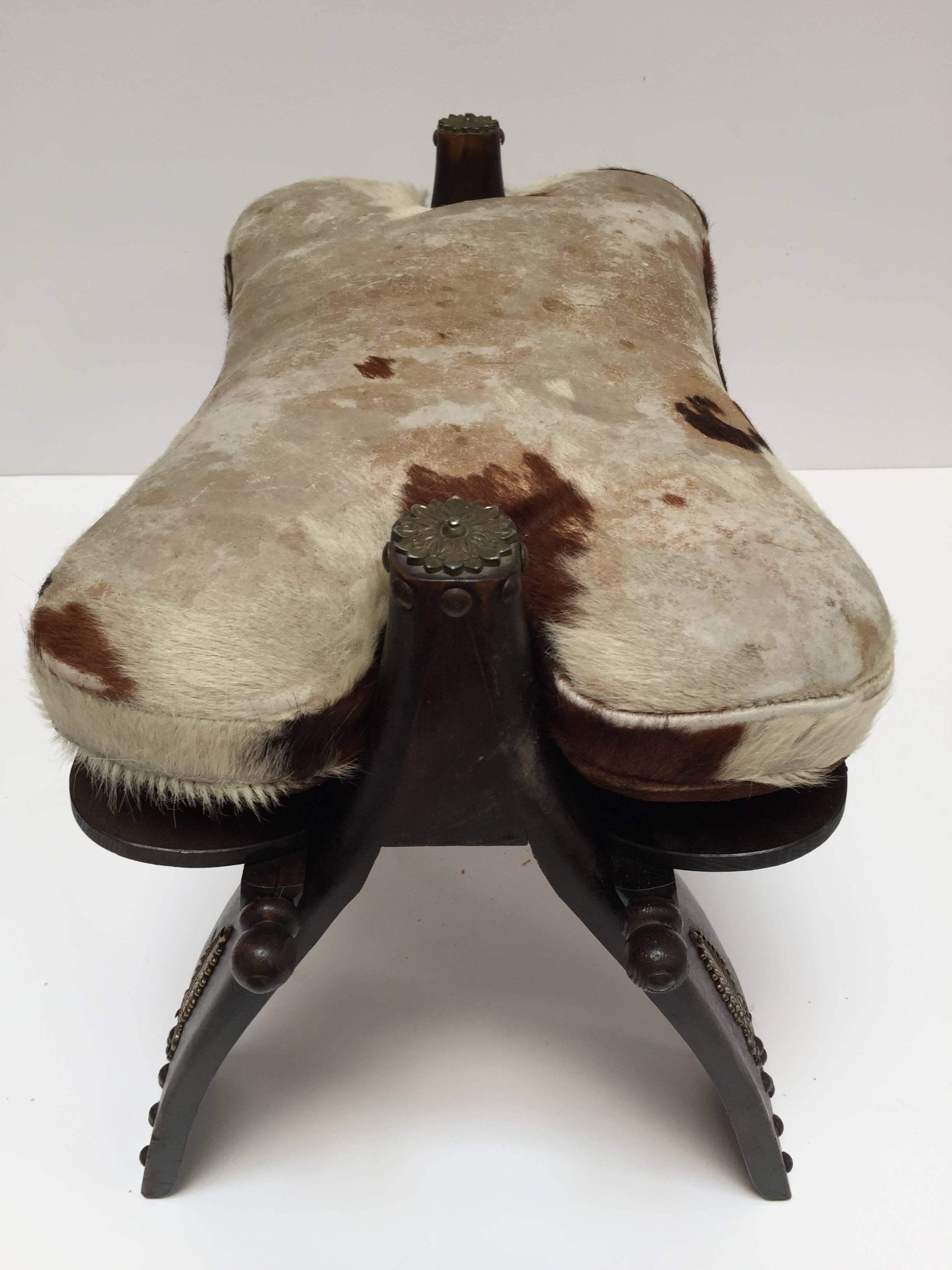 vintage camel saddle stool