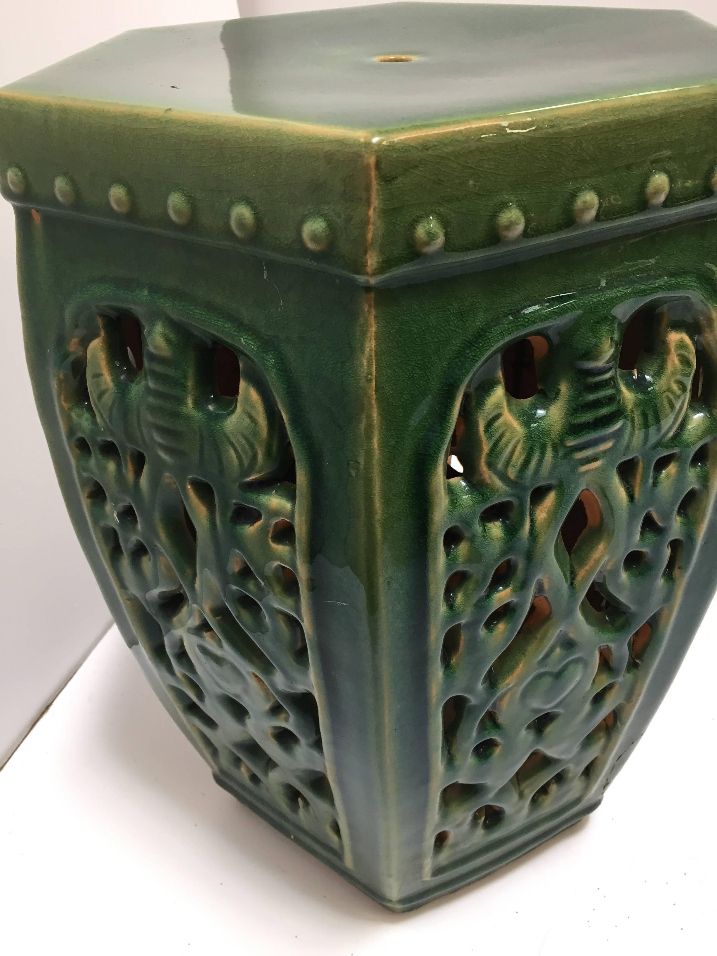 green ceramic stool