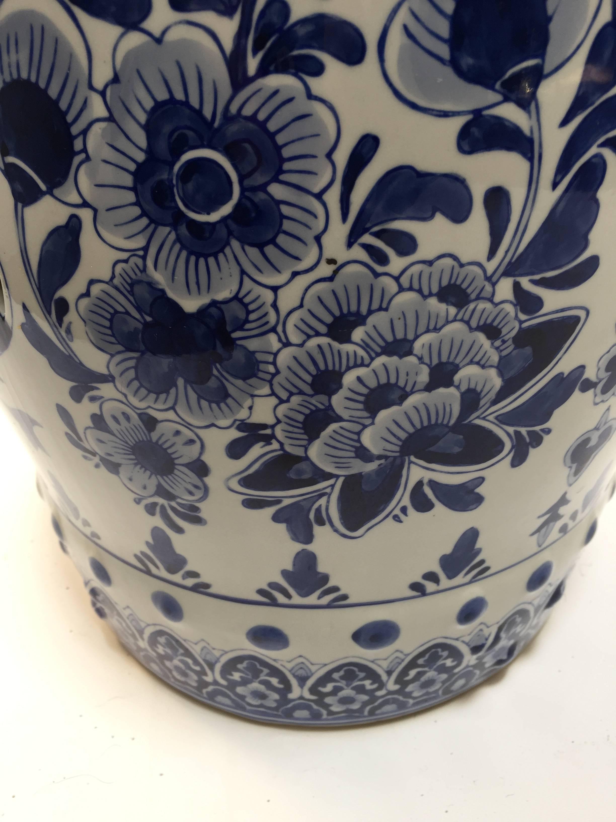 Blue and White Chinese Ceramic Garden Stool 2