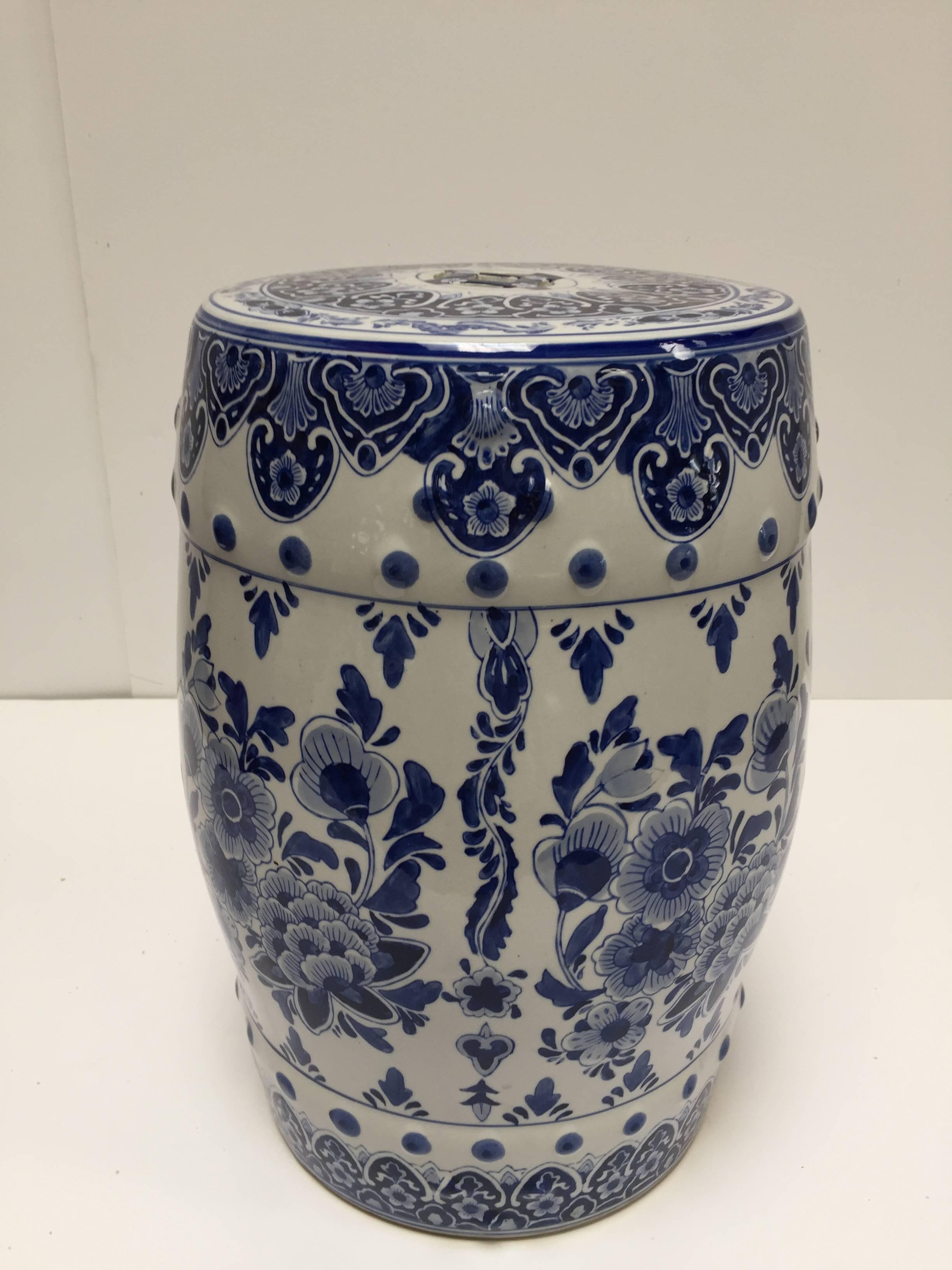 Chinoiserie Blue and White Chinese Ceramic Garden Stool