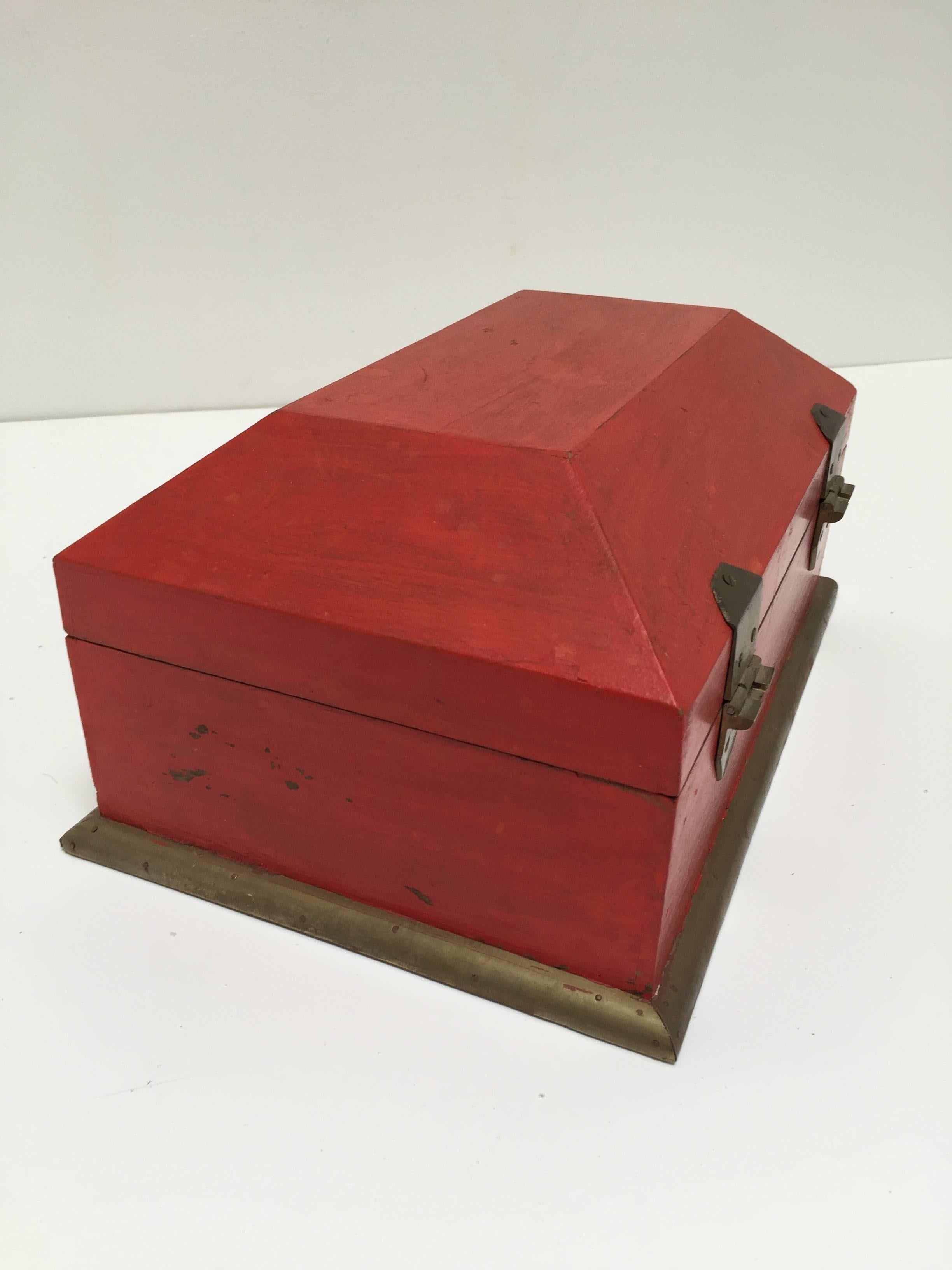 Anglo Indian Decorative Red Tea Caddy Box 1