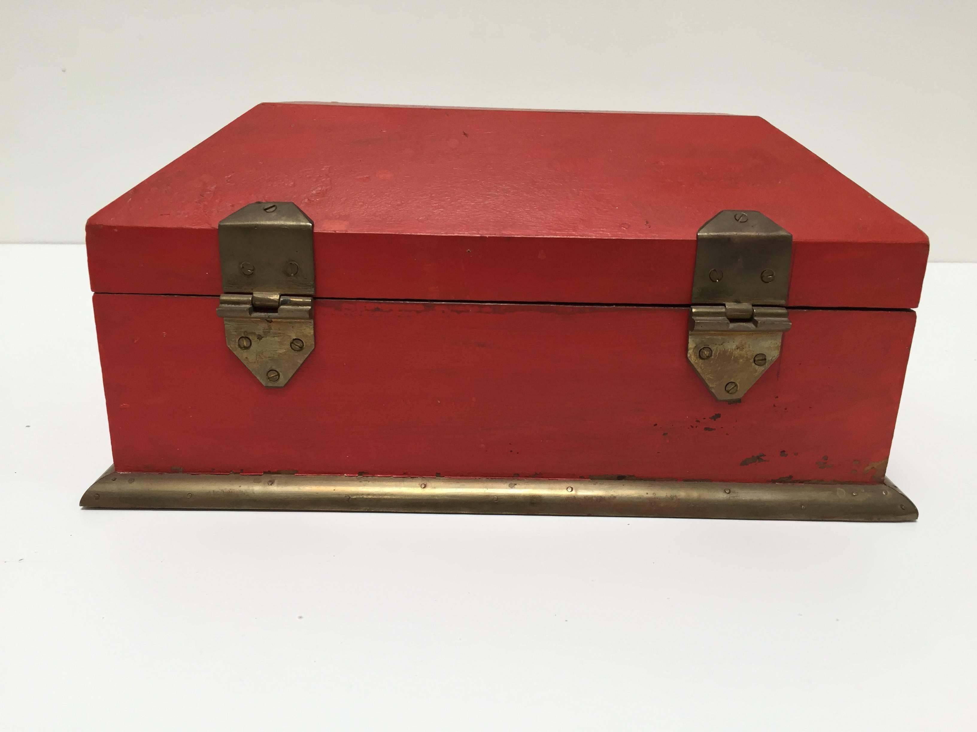 20th Century Anglo Indian Decorative Red Tea Caddy Box