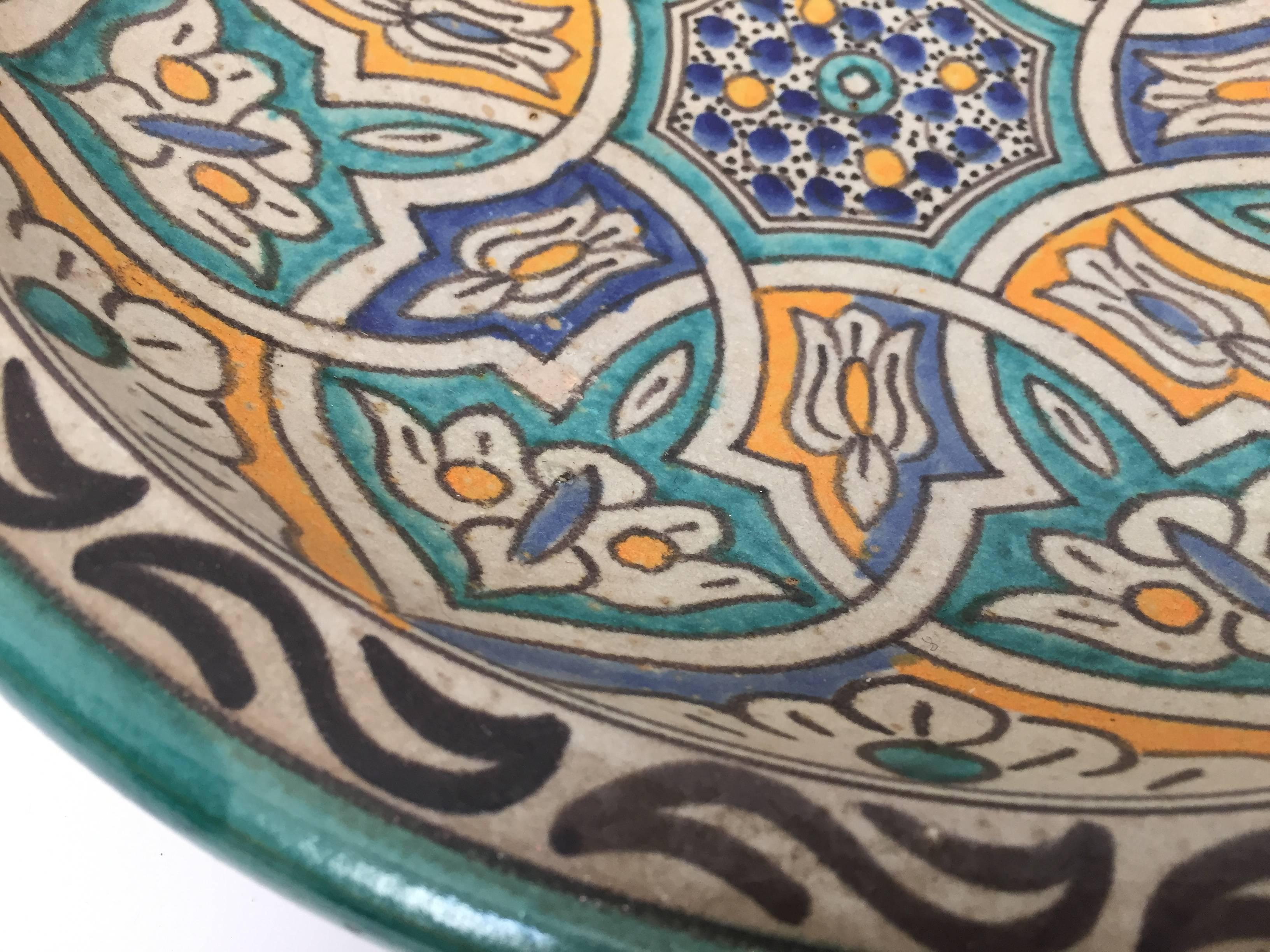 Moorish Moroccan Ceramic Bowl from Fez