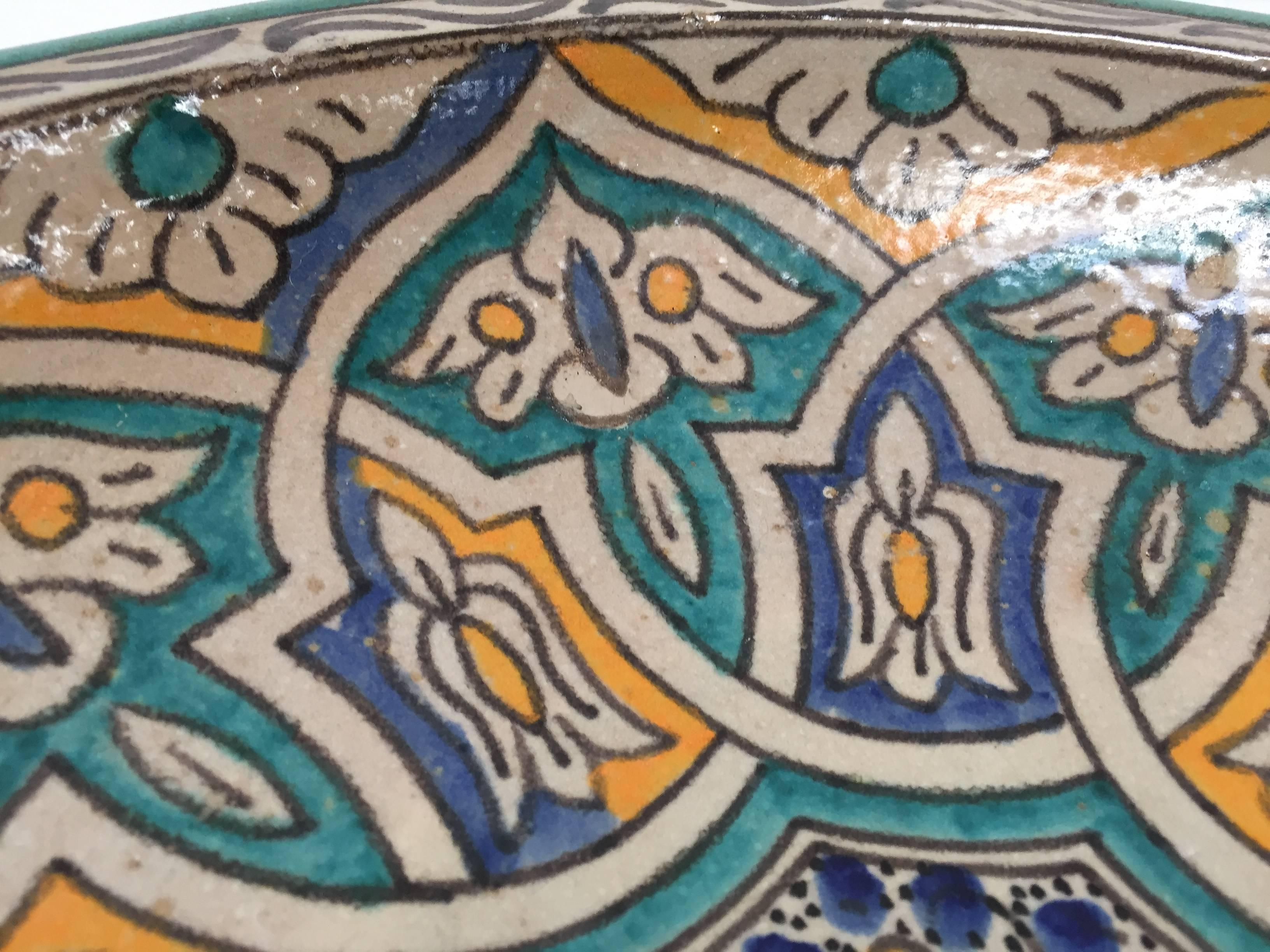 Hand-Crafted Moroccan Ceramic Bowl from Fez