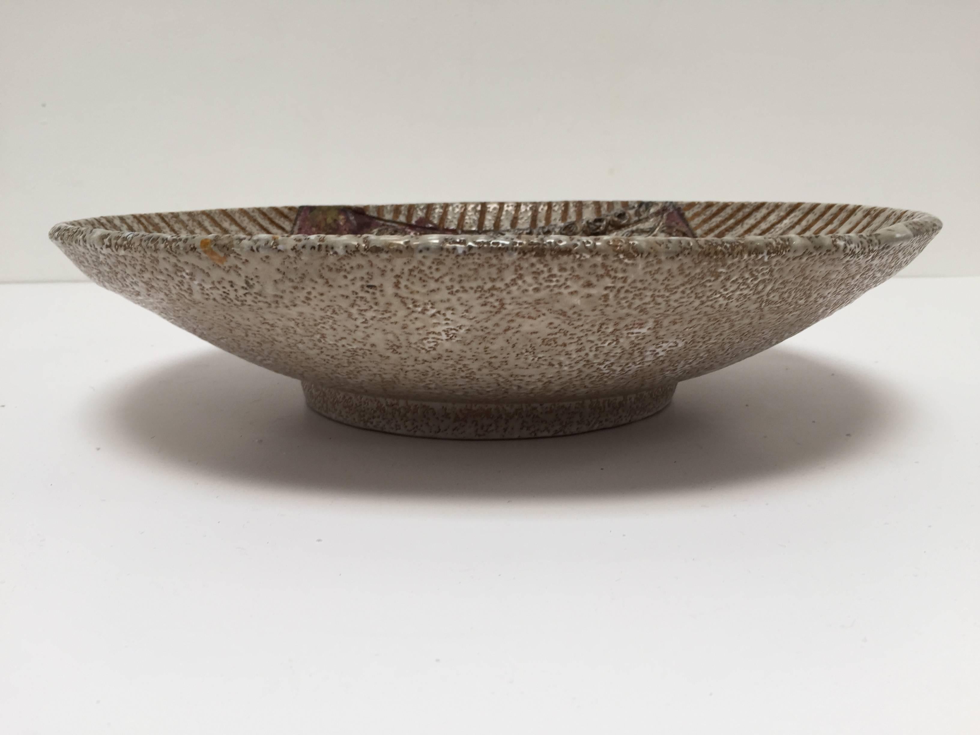 Mid-Century moderno Piatto d'epoca in stile Fanciullacci dello Studio Pottery italiano in vendita