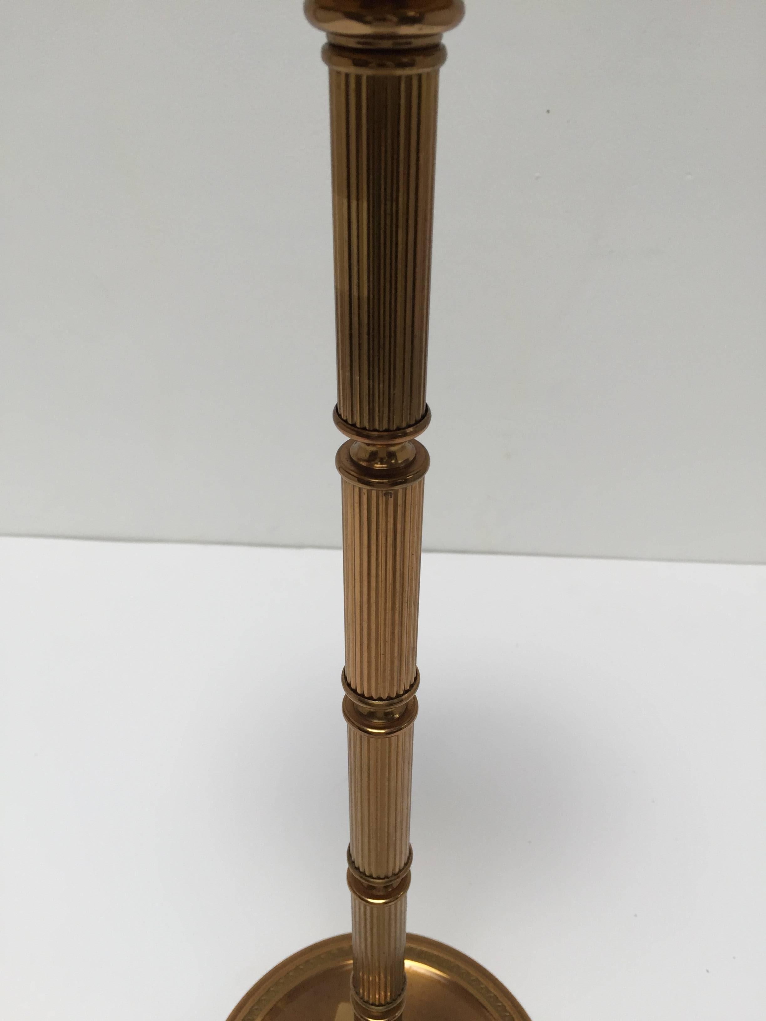 Mid-Century Modern Brass Pillar Ashtray Stand by Maison Baguès