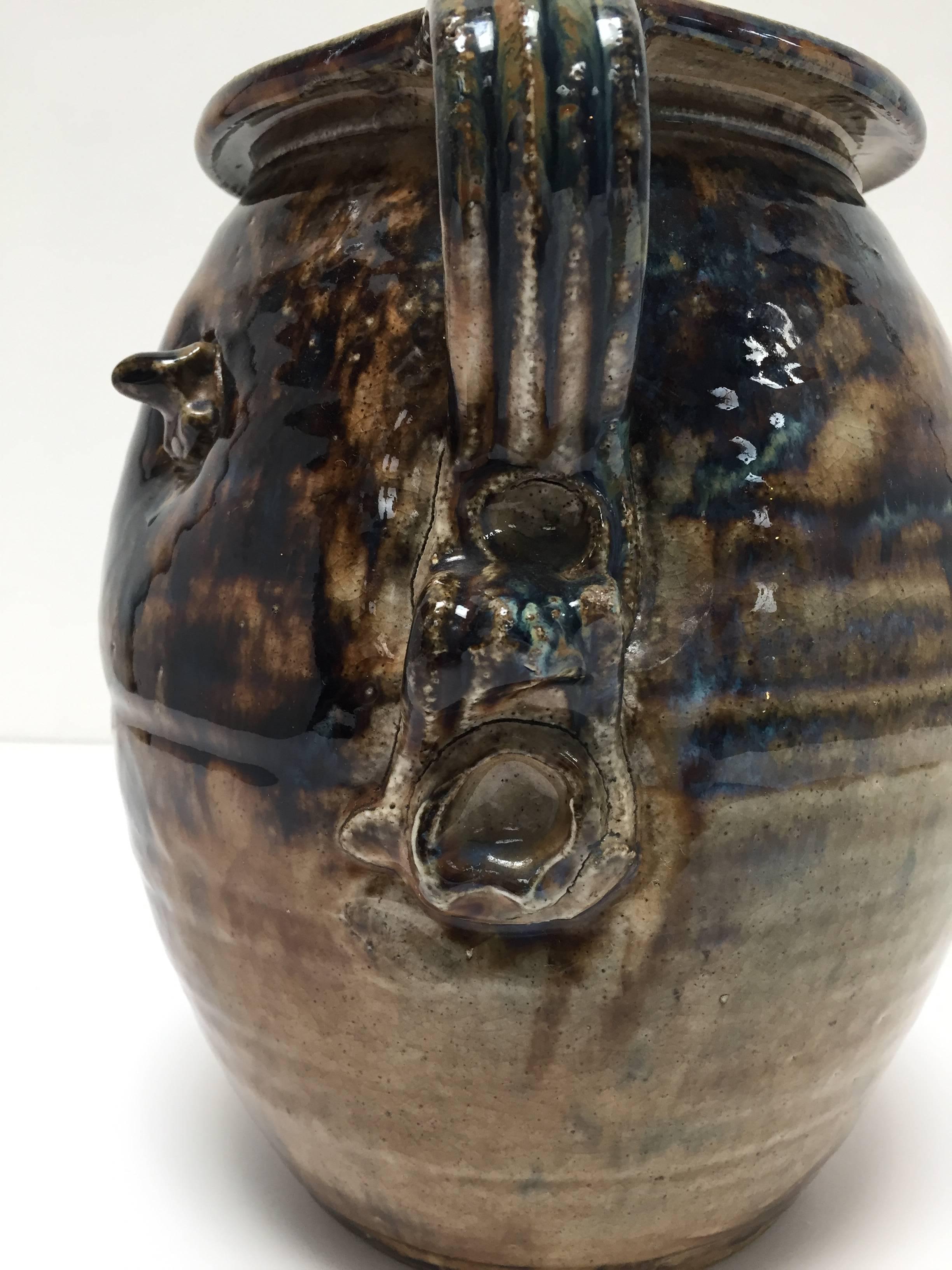20th Century Hand Thrown Stoneware Art Studio Jar in Blue and Brown