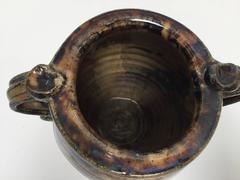 Hand Thrown Stoneware Art Studio Jar in Blue and Brown