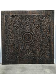 Hand-Carved Balinese Oversized Decorative Teak Wall or Ceiling Art Panel