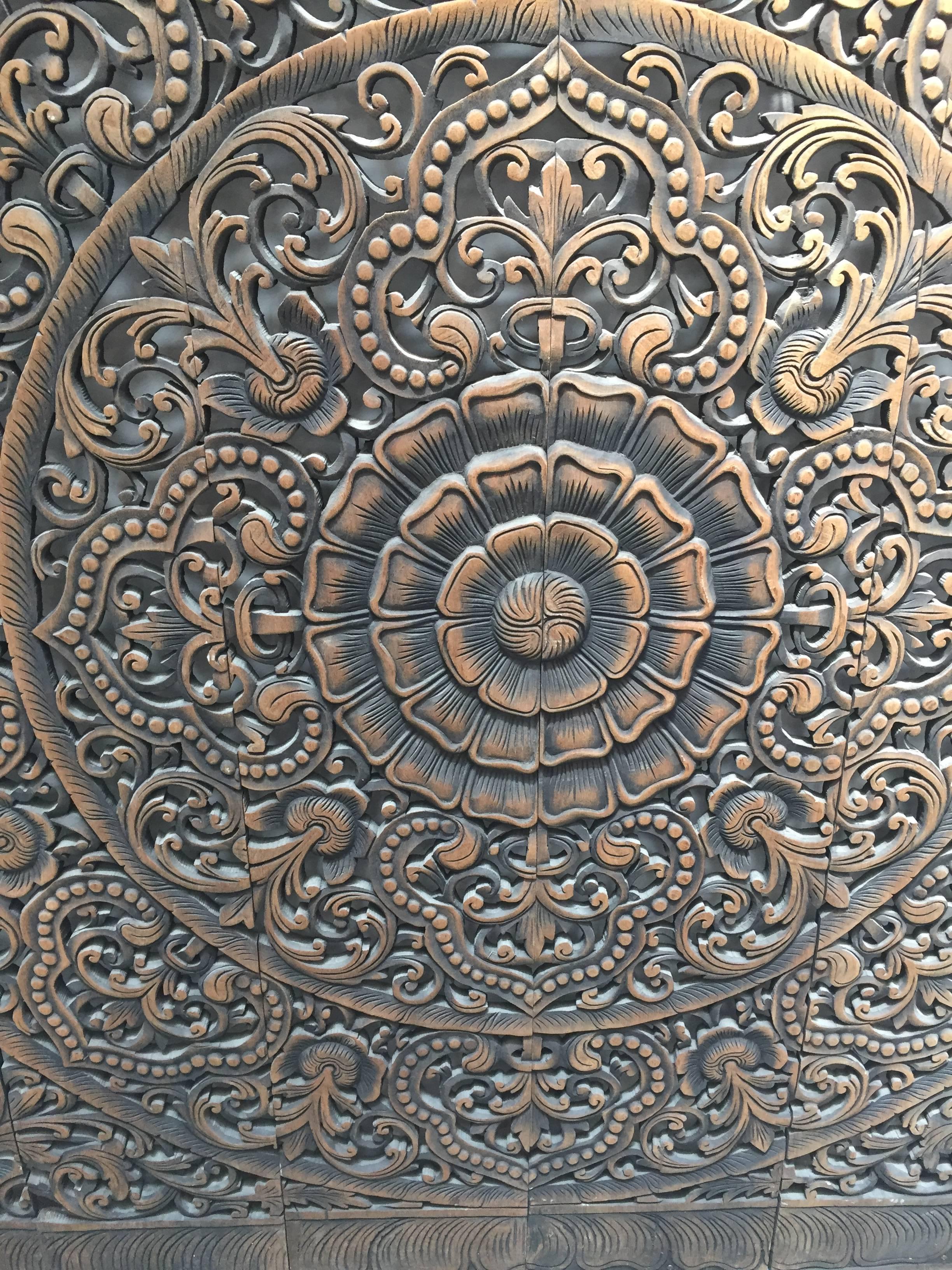 teak carved wall panel
