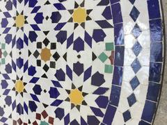 Moroccan Outdoor Mosaic Tile Table from Fez in Traditional Moorish Design