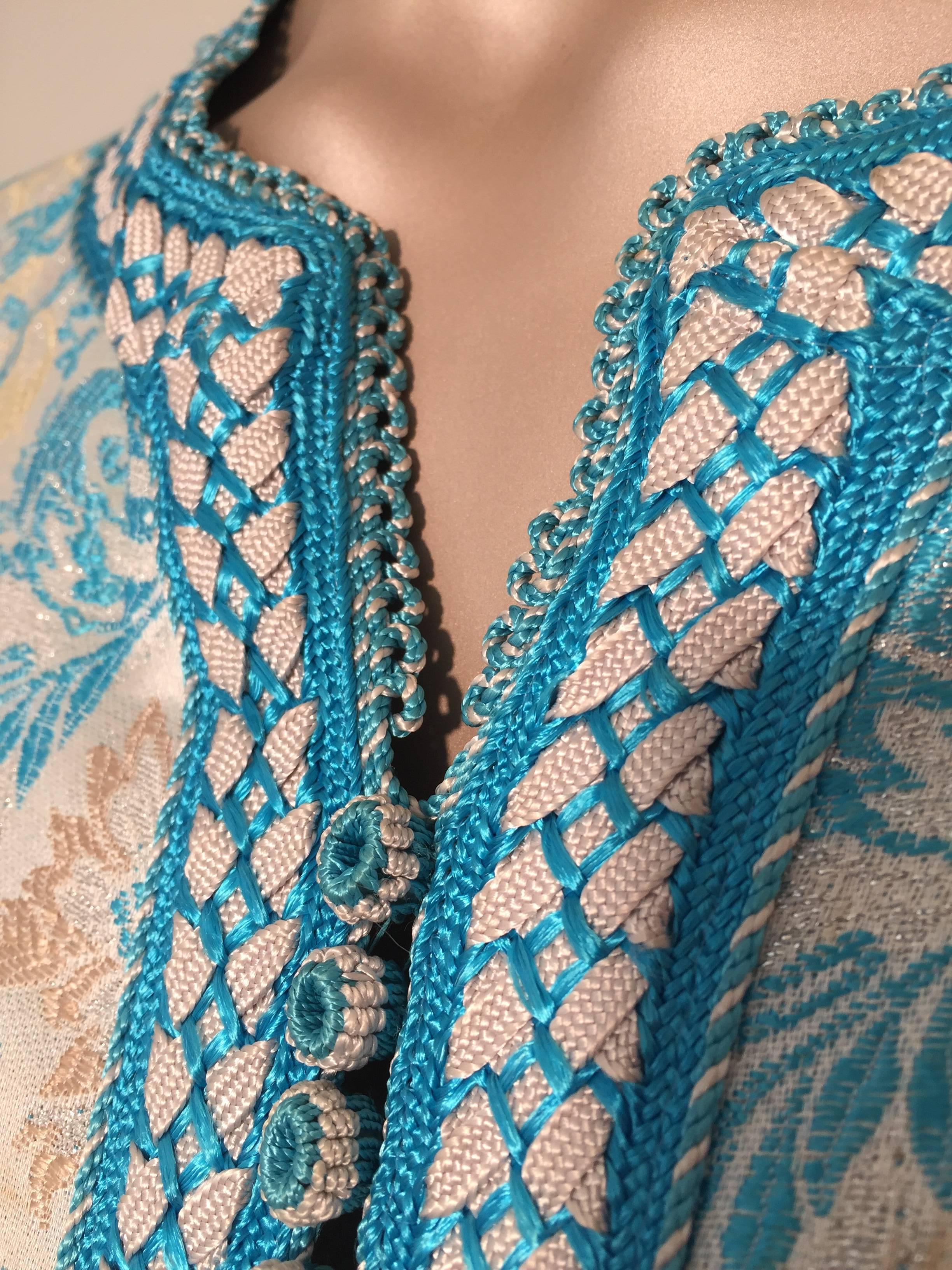 Moroccan Kaftan in Turquoise Lame 1