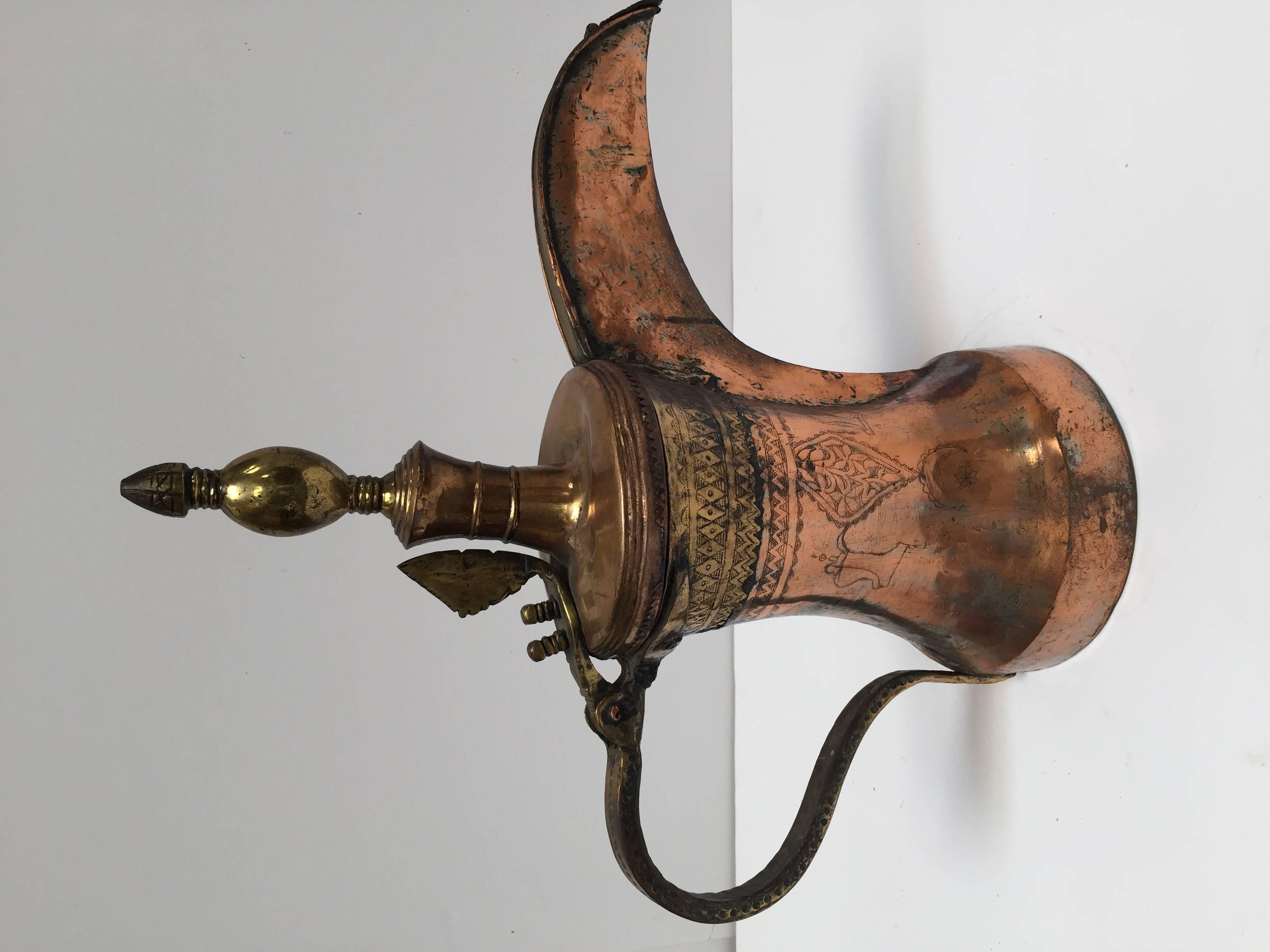 Omani 19th Century Middle Eastern Oversized Arabic Copper Coffee Pot