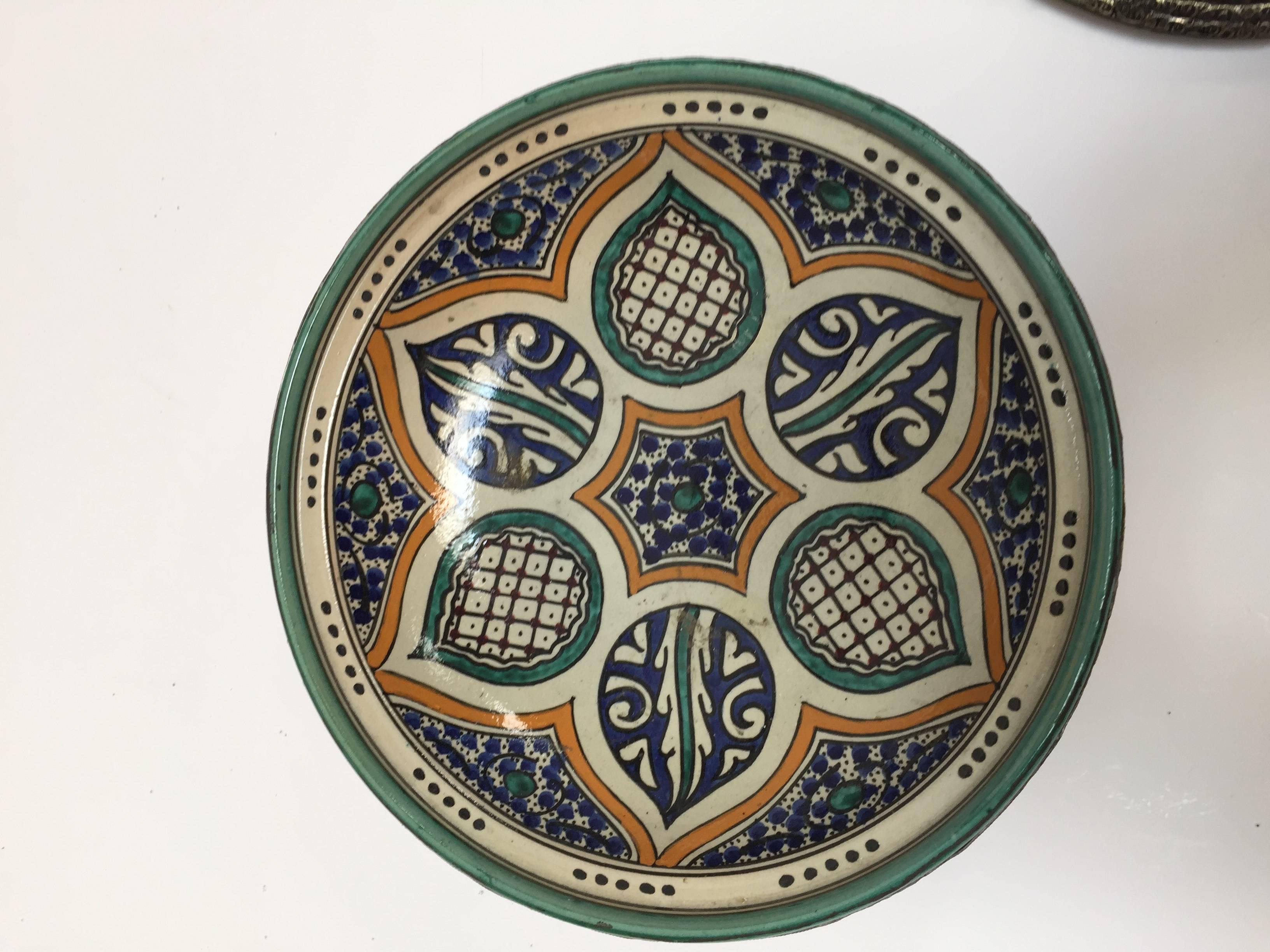 Moroccan Ceramic Tajine from Fez Polychrome For Sale 3