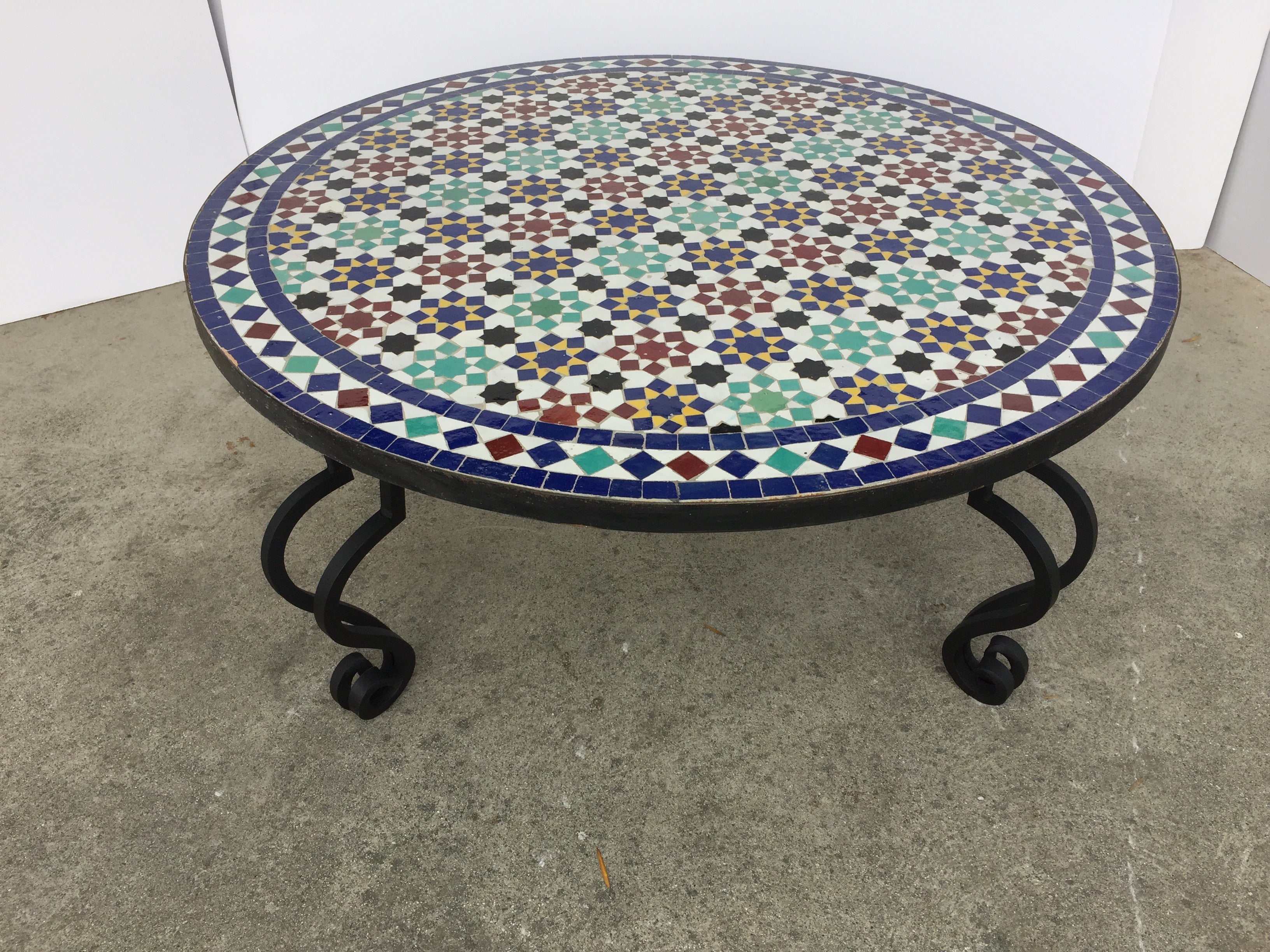 Mosaic Outdoor Round Tile Coffee Table From Morocco At 1stdibs