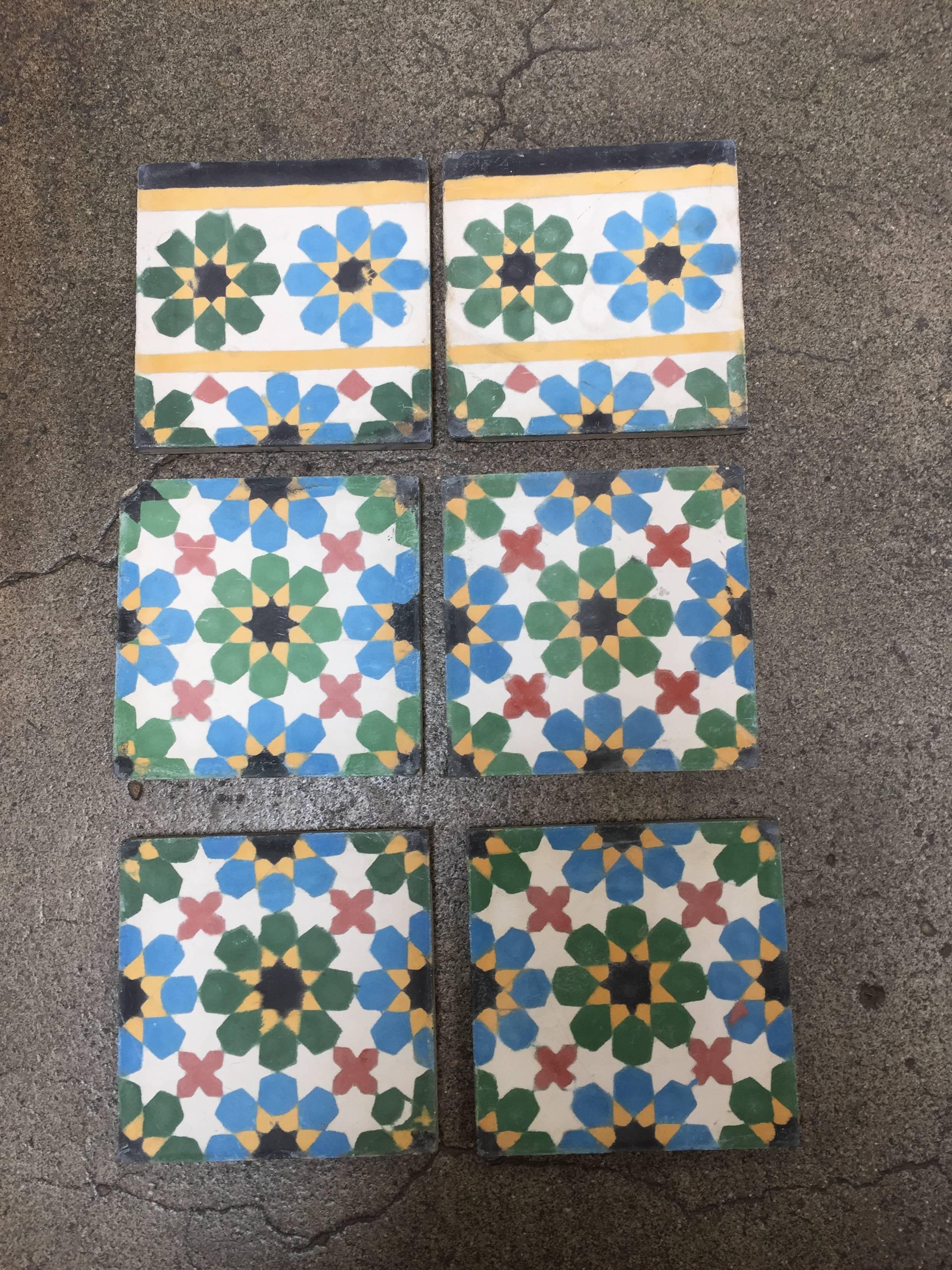Moroccan Hand-Painted Cement Tile with Traditional Fez Moorish Design 2