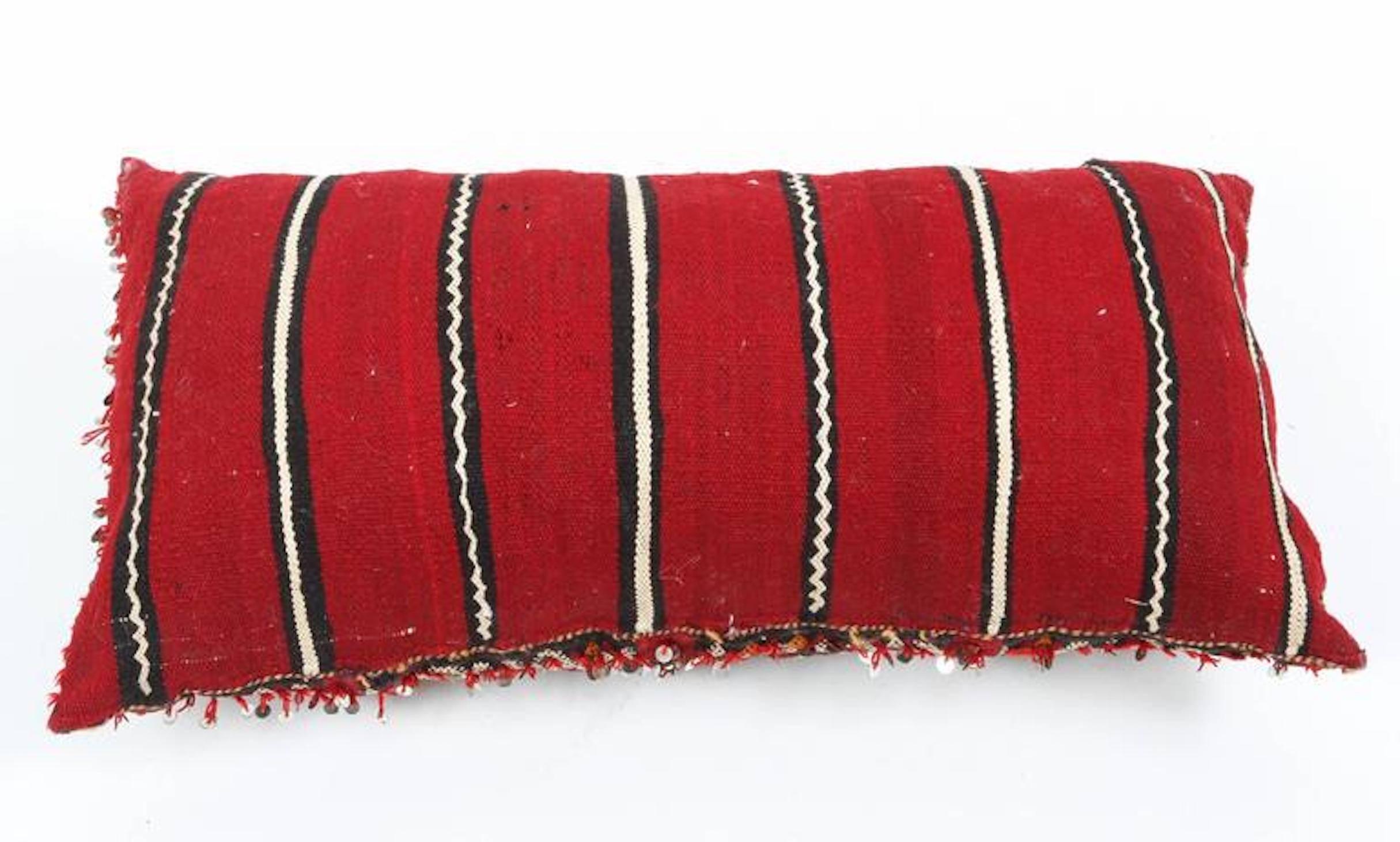 Bohemian Moroccan Tribal Pillow Red with Sequins