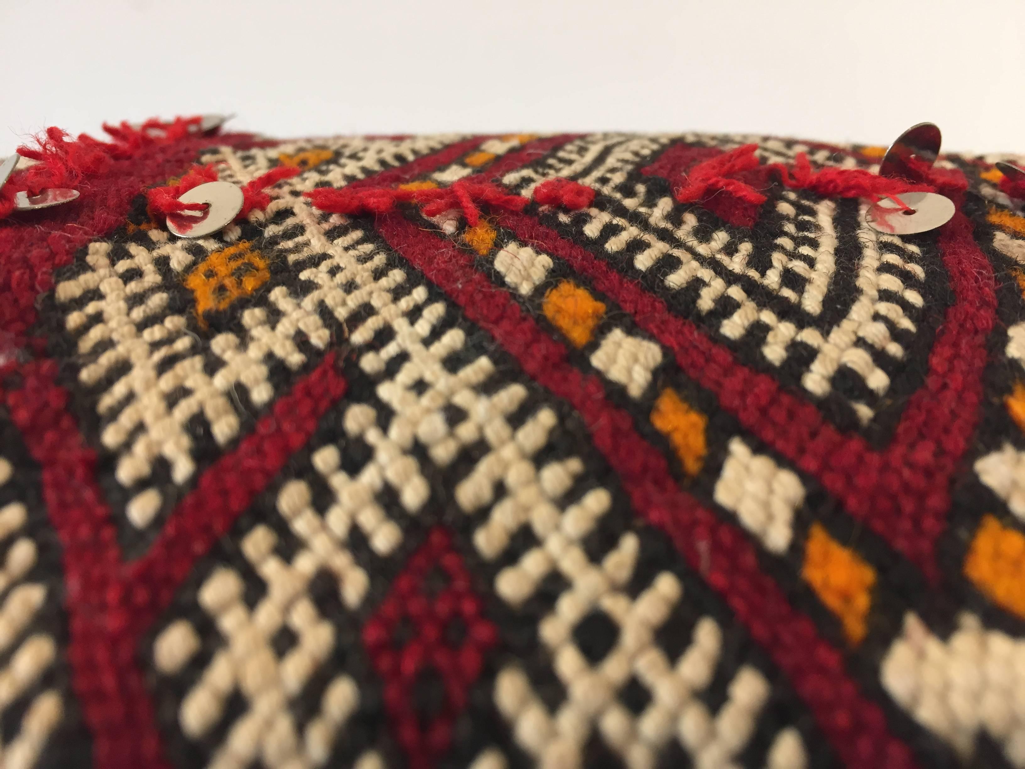 Moroccan Tribal Pillow Red with Sequins 3