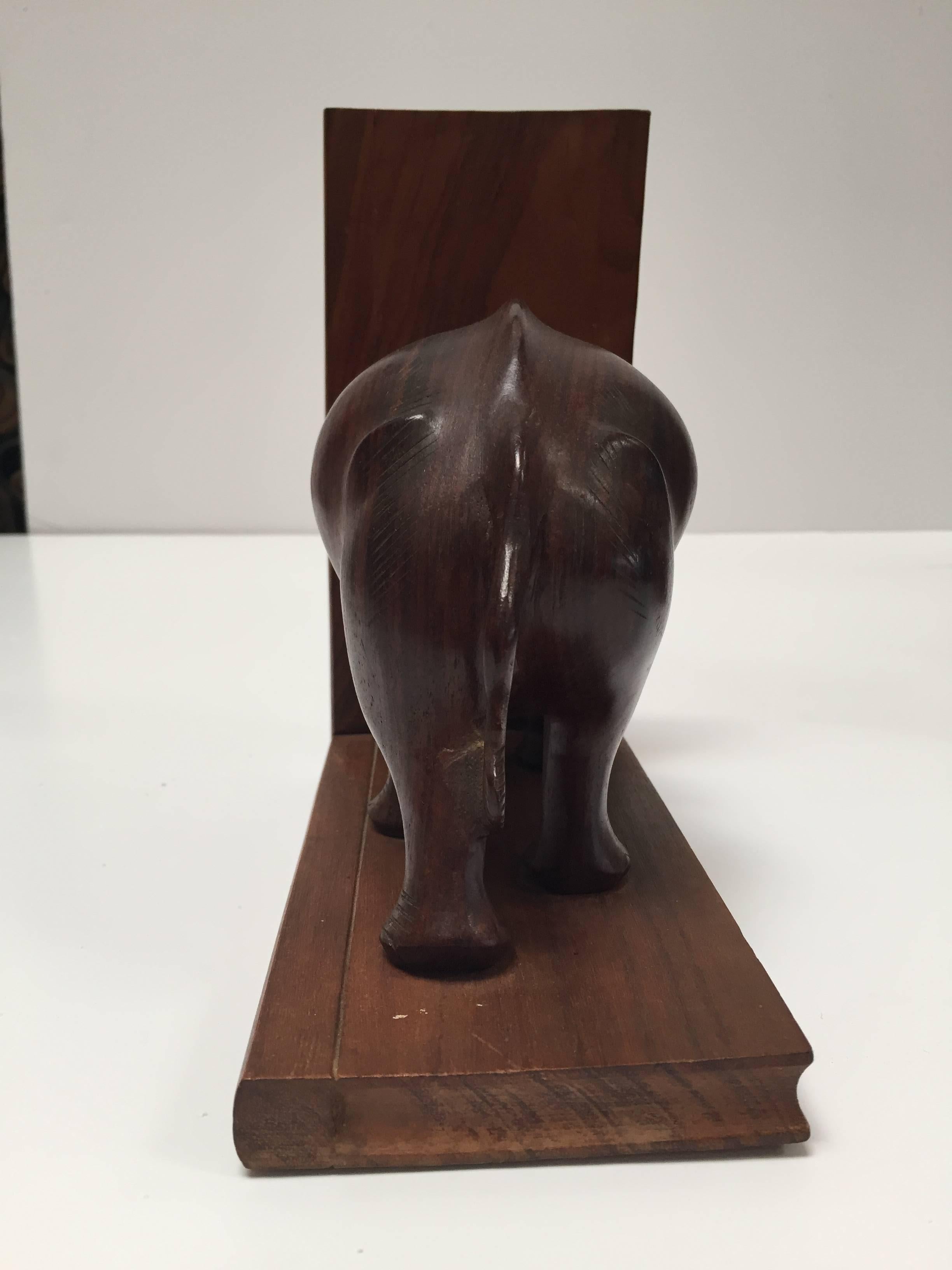 carved elephant bookends