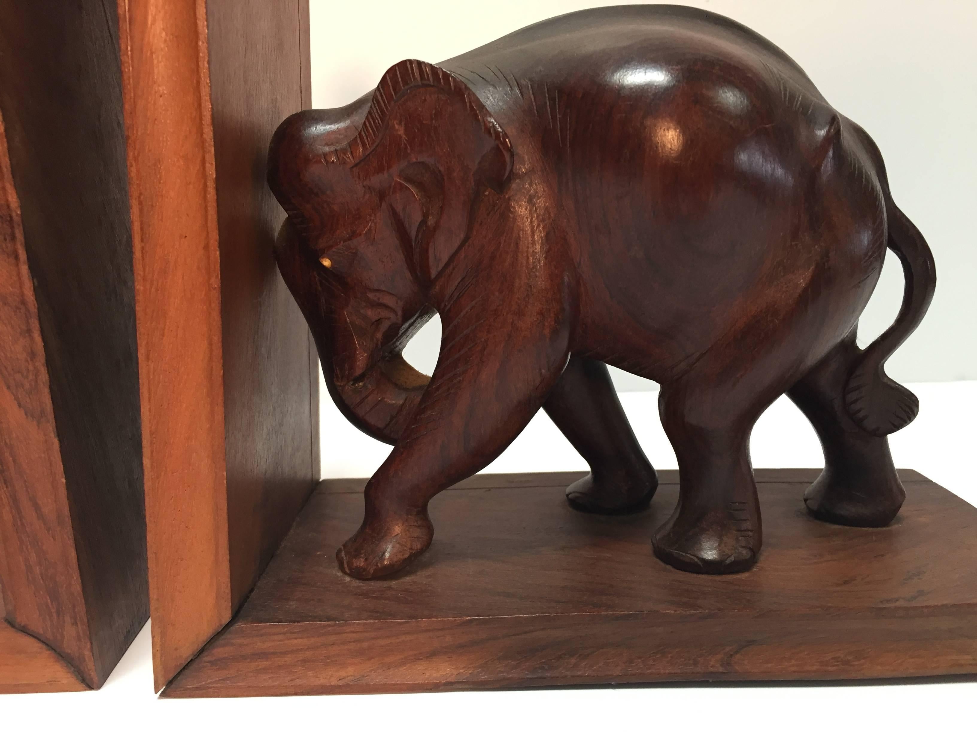 wood elephant bookends