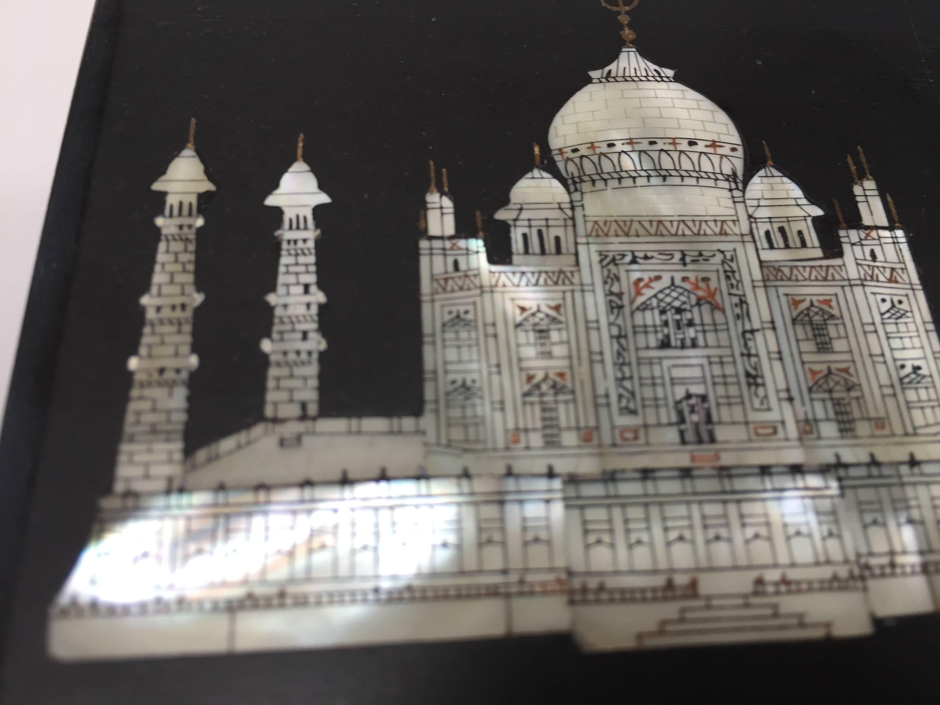 Onyx Black Box with Pietra Dura of the Taj Mahal Inlays 4