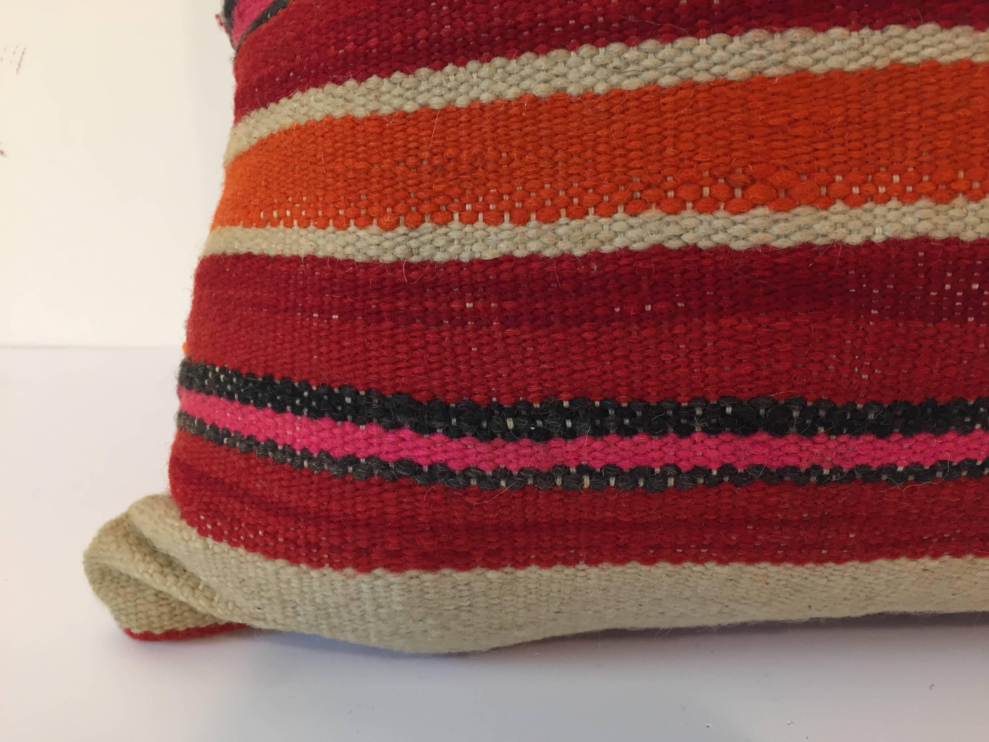 Moroccan Berber Pillow with Tribal Designs Red and Ivory Color In Good Condition In North Hollywood, CA
