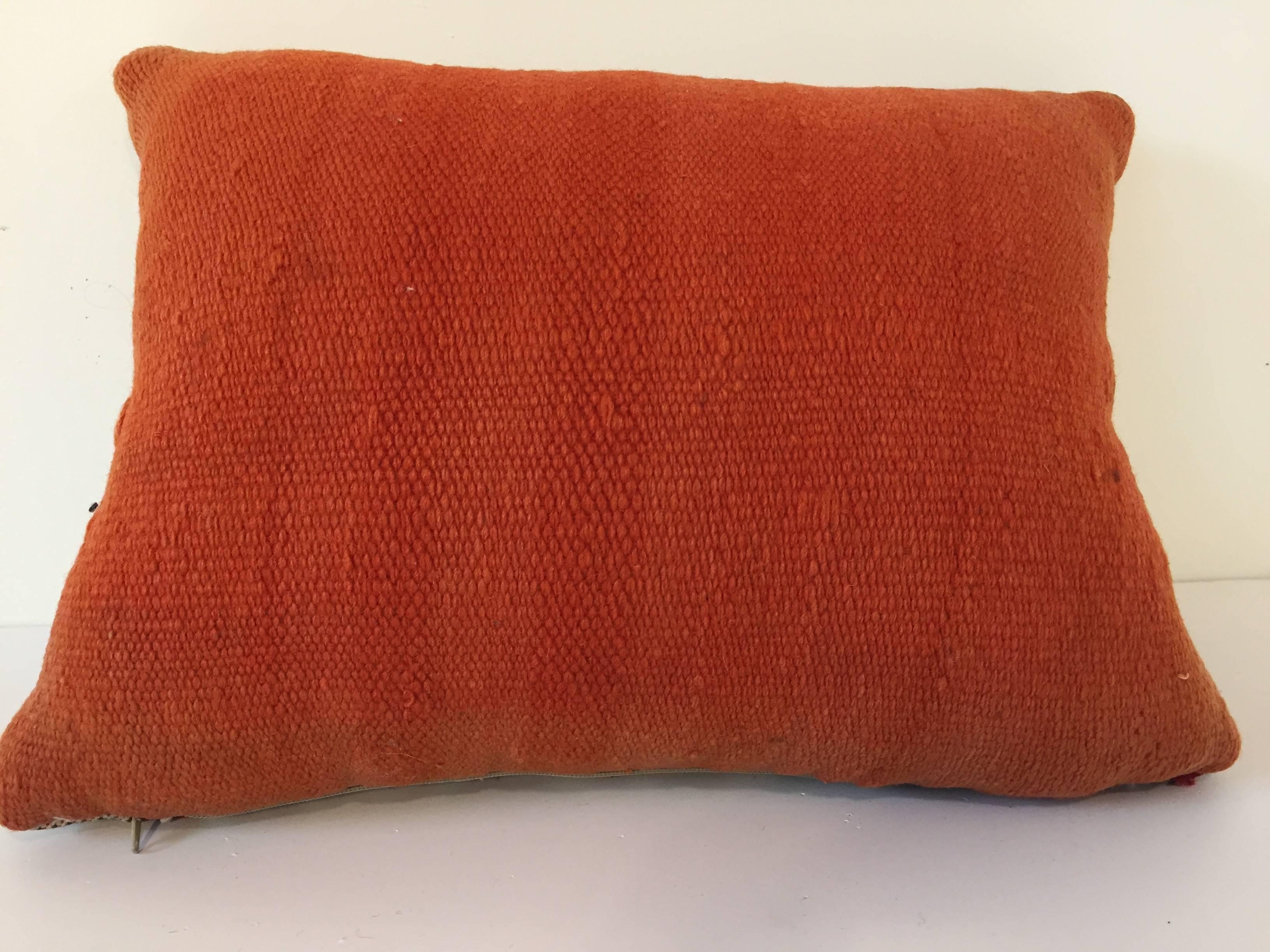 20th Century Moroccan Red Berber Tribal Pillow with African Designs