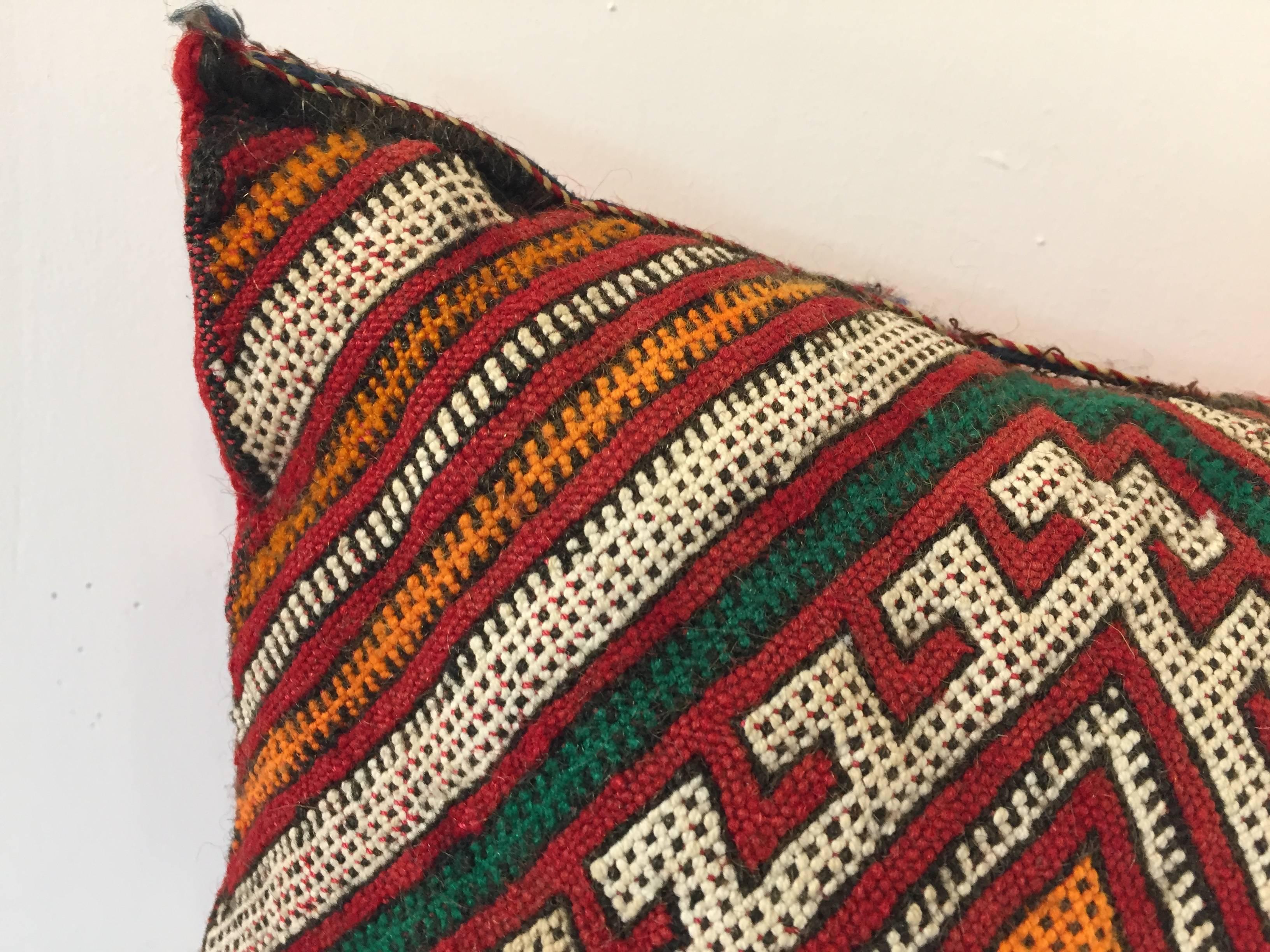 Folk Art Moroccan Berber Tribal Pillow with African Designs