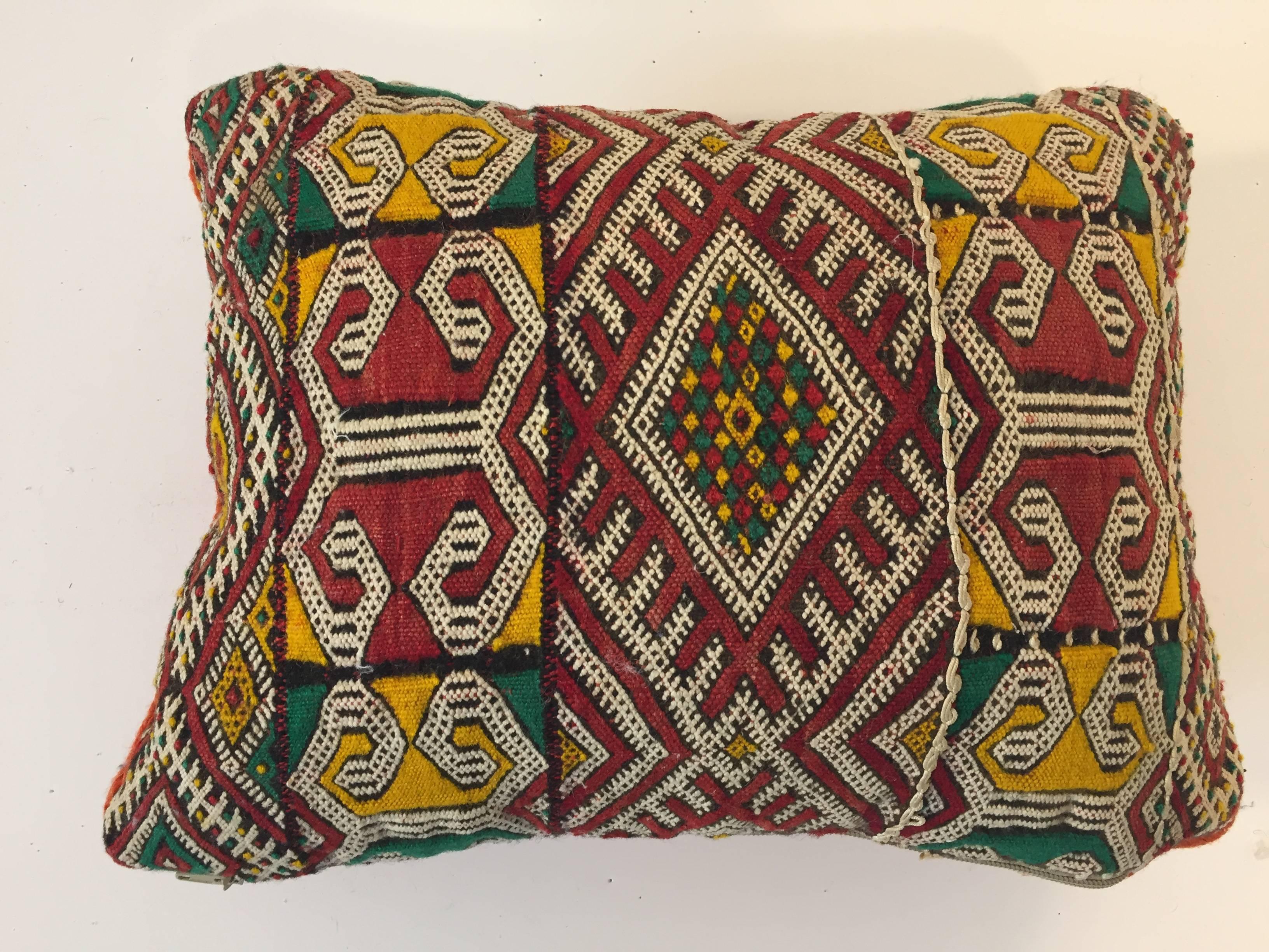 Hand-Woven Berber Tribal Moroccan Pillow with African Designs