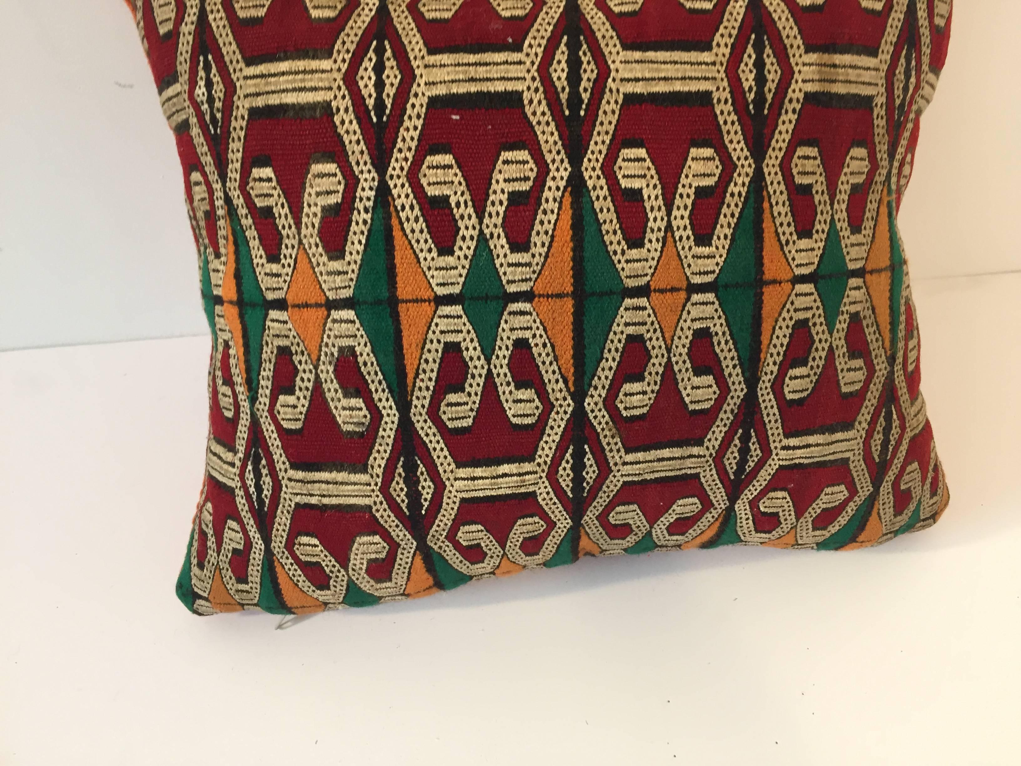 Hand-Woven Moroccan Handwoven Pillow with Tribal African Designs