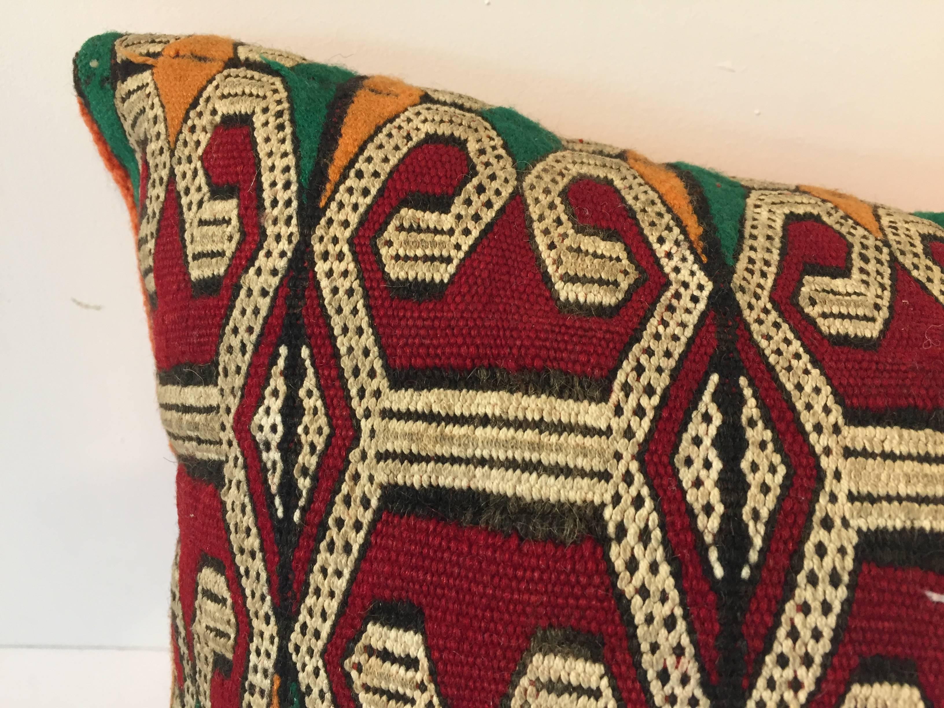 20th Century Moroccan Handwoven Pillow with Tribal African Designs