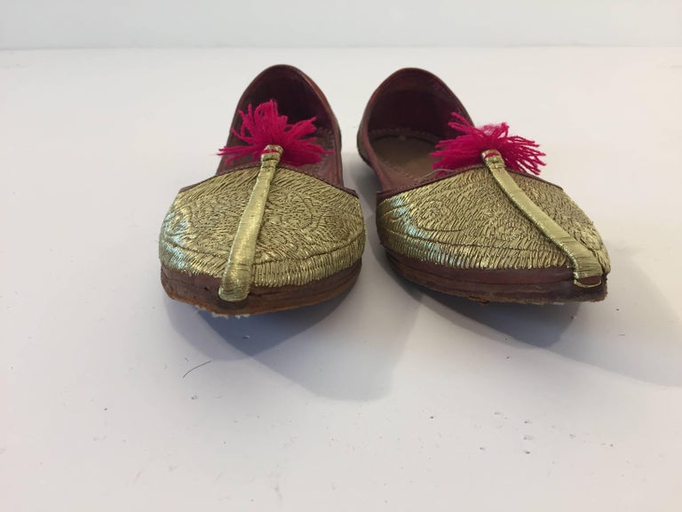 Handcrafted Moorish Leather Turkish Gold Embroidered Shoes at 1stDibs ...