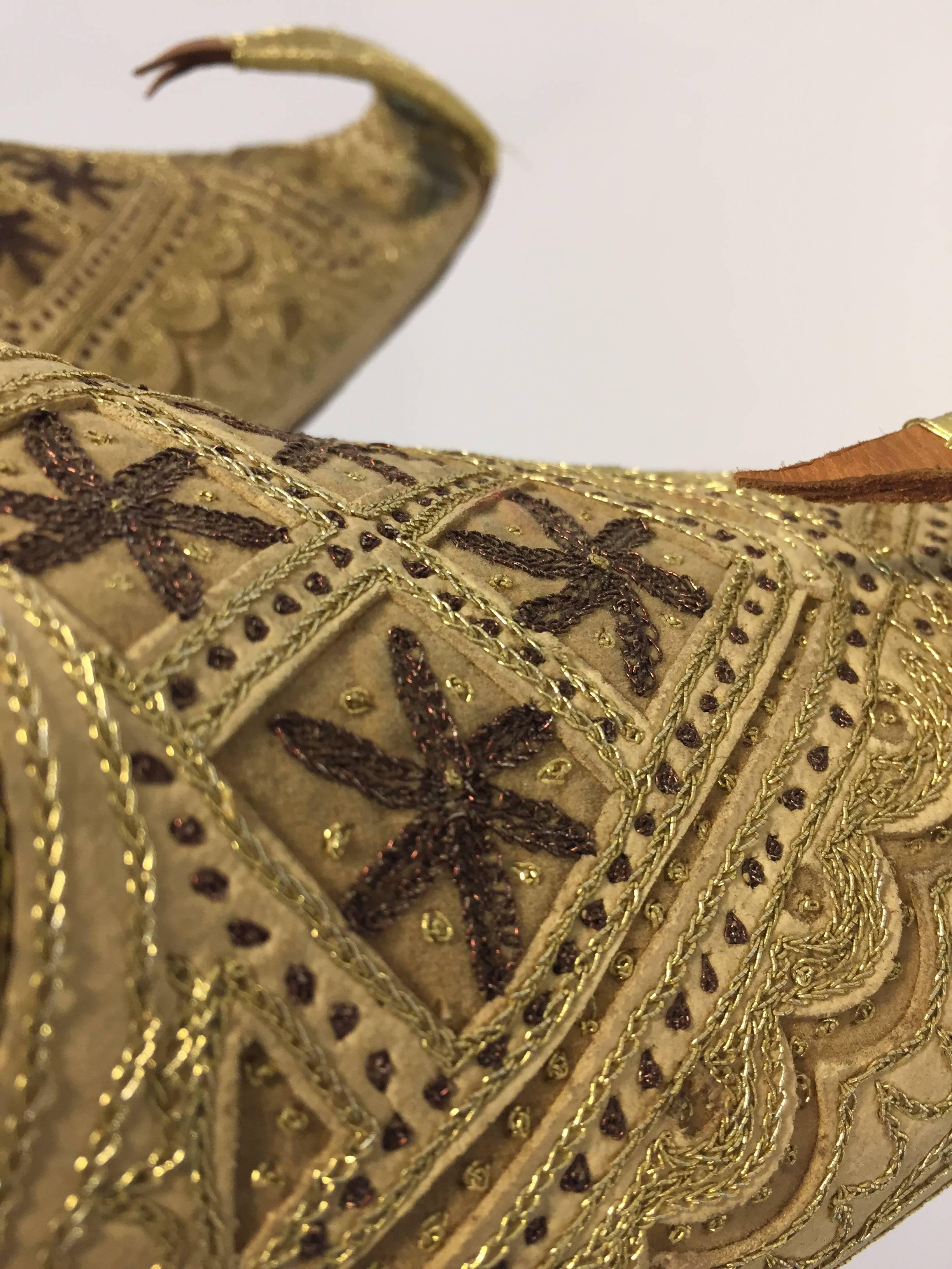 Leather Handcrafted Moorish Arabian Embroidered Slippers Shoes