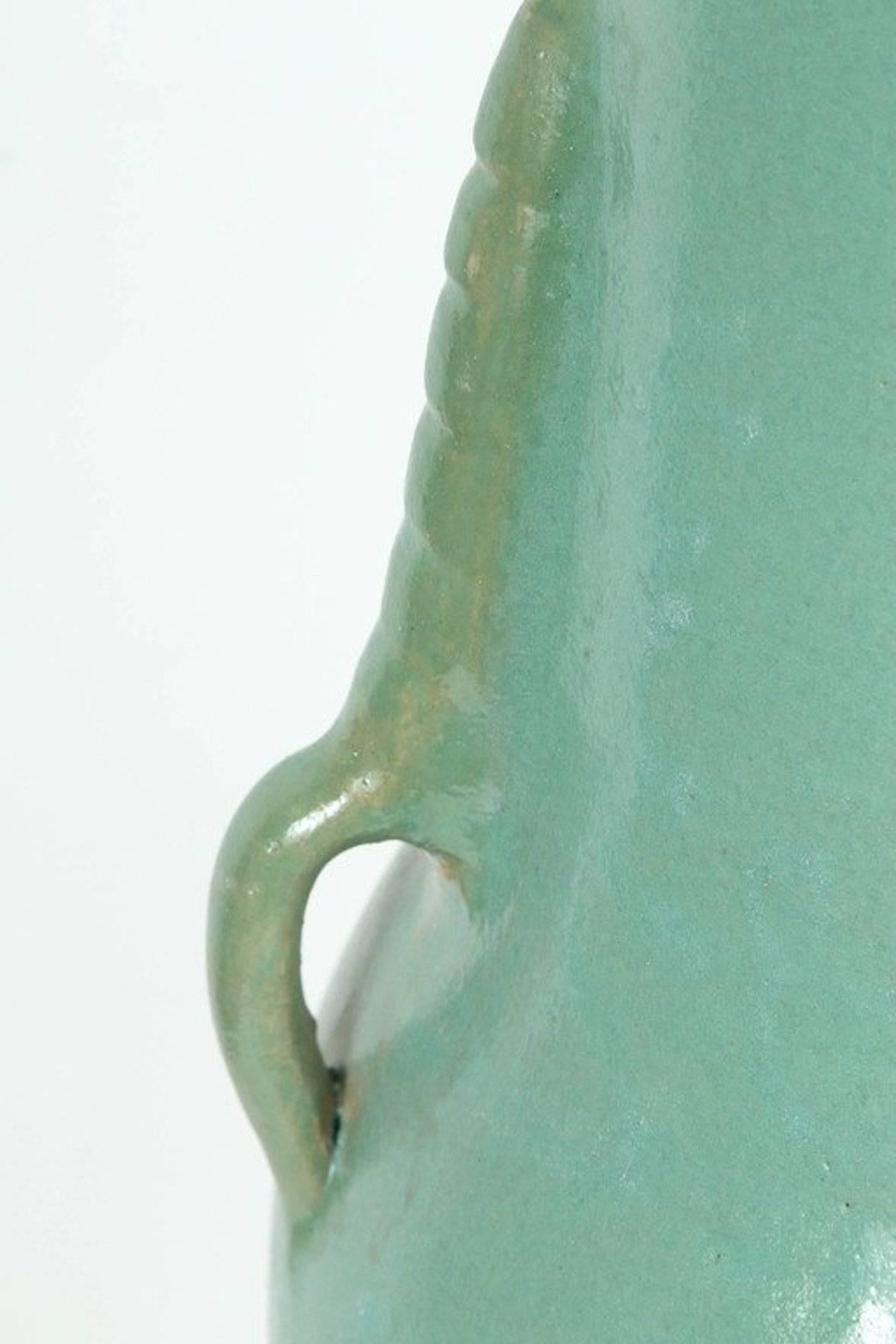 20th Century Moroccan Turquoise Handcrafted Ceramic Vase