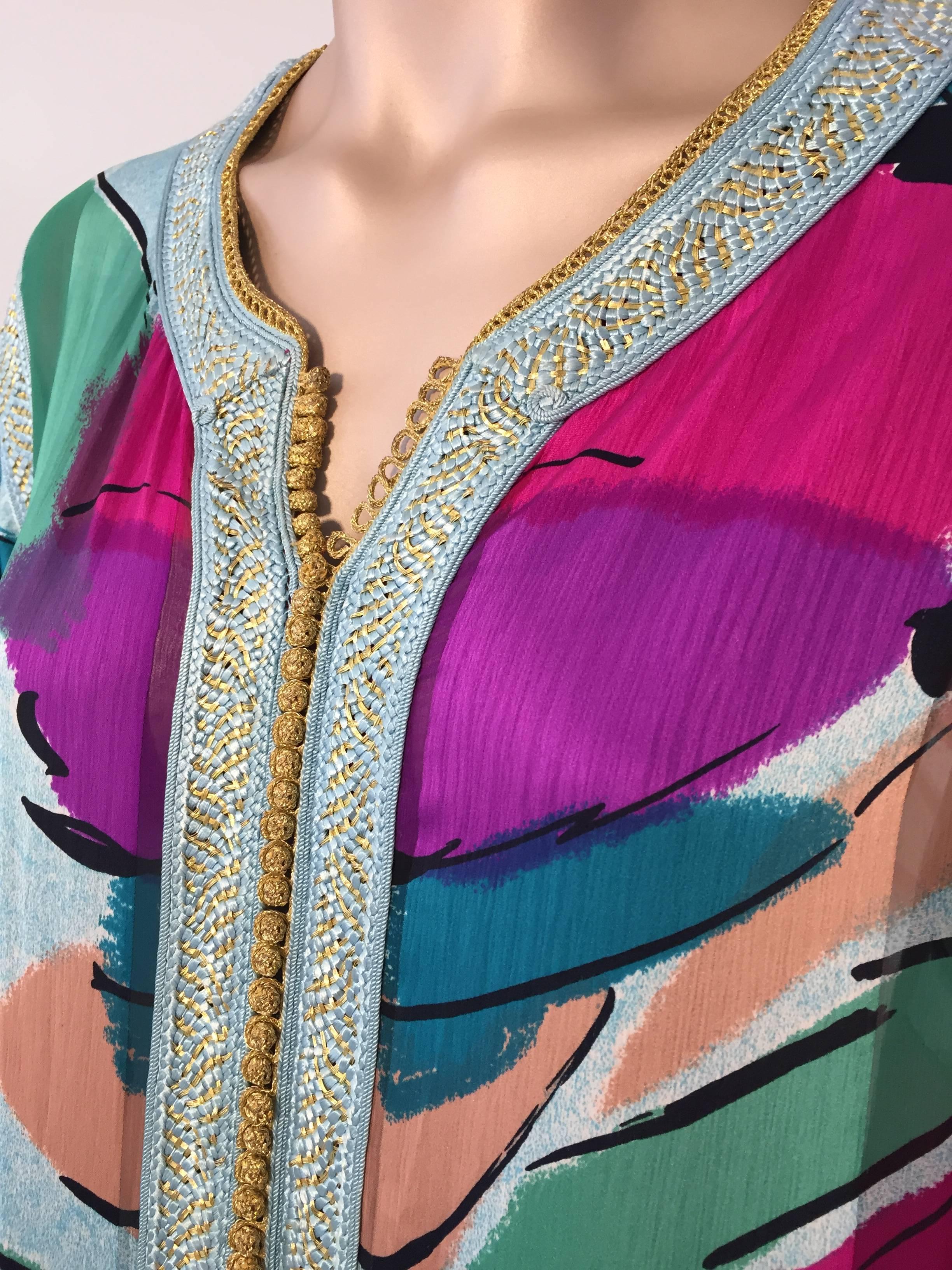 Moroccan Luxury Silk Caftan Gown Maxi Dress 1