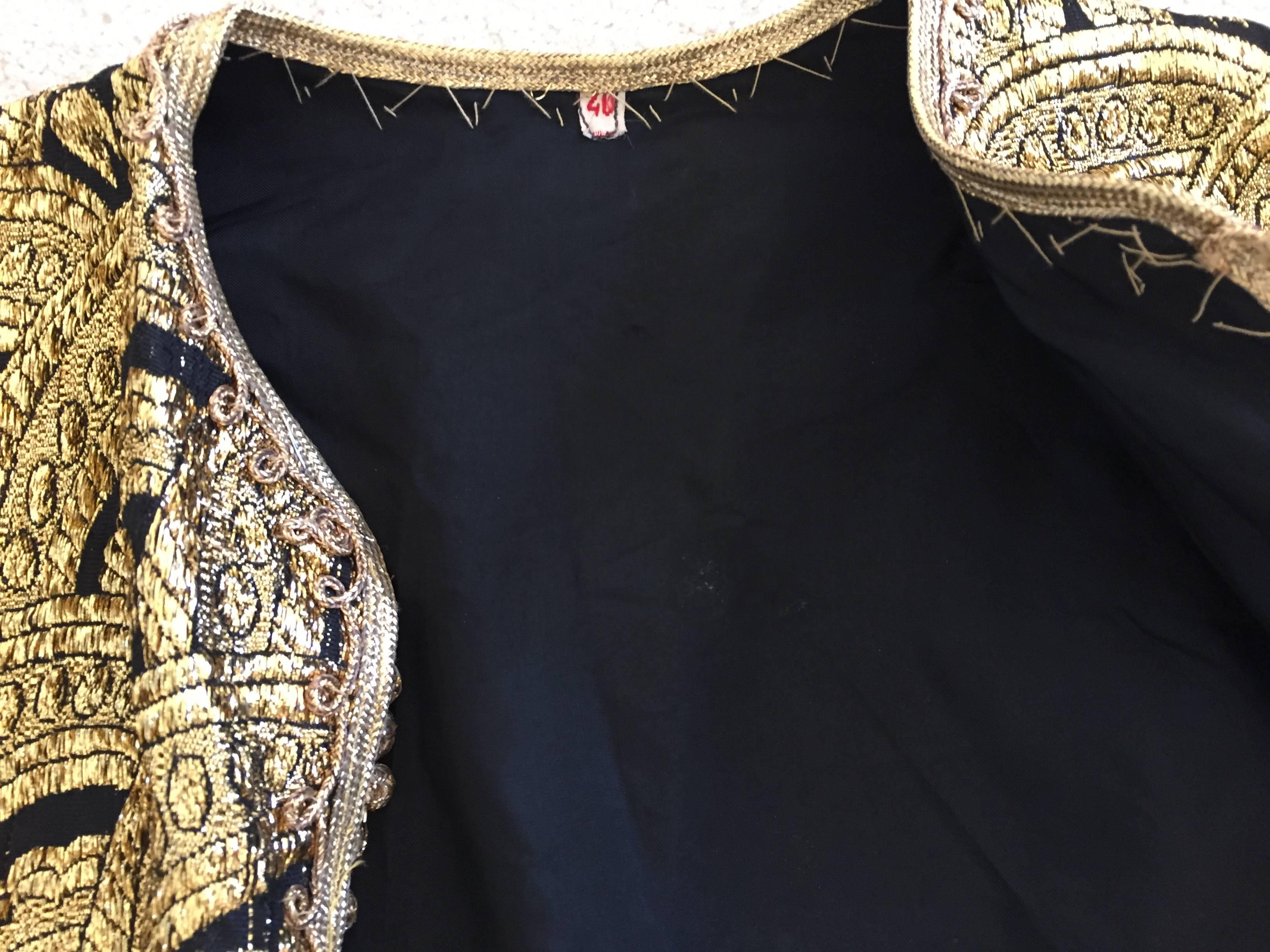 Moroccan Short Vest Gold and Black Brocade Caftan 4