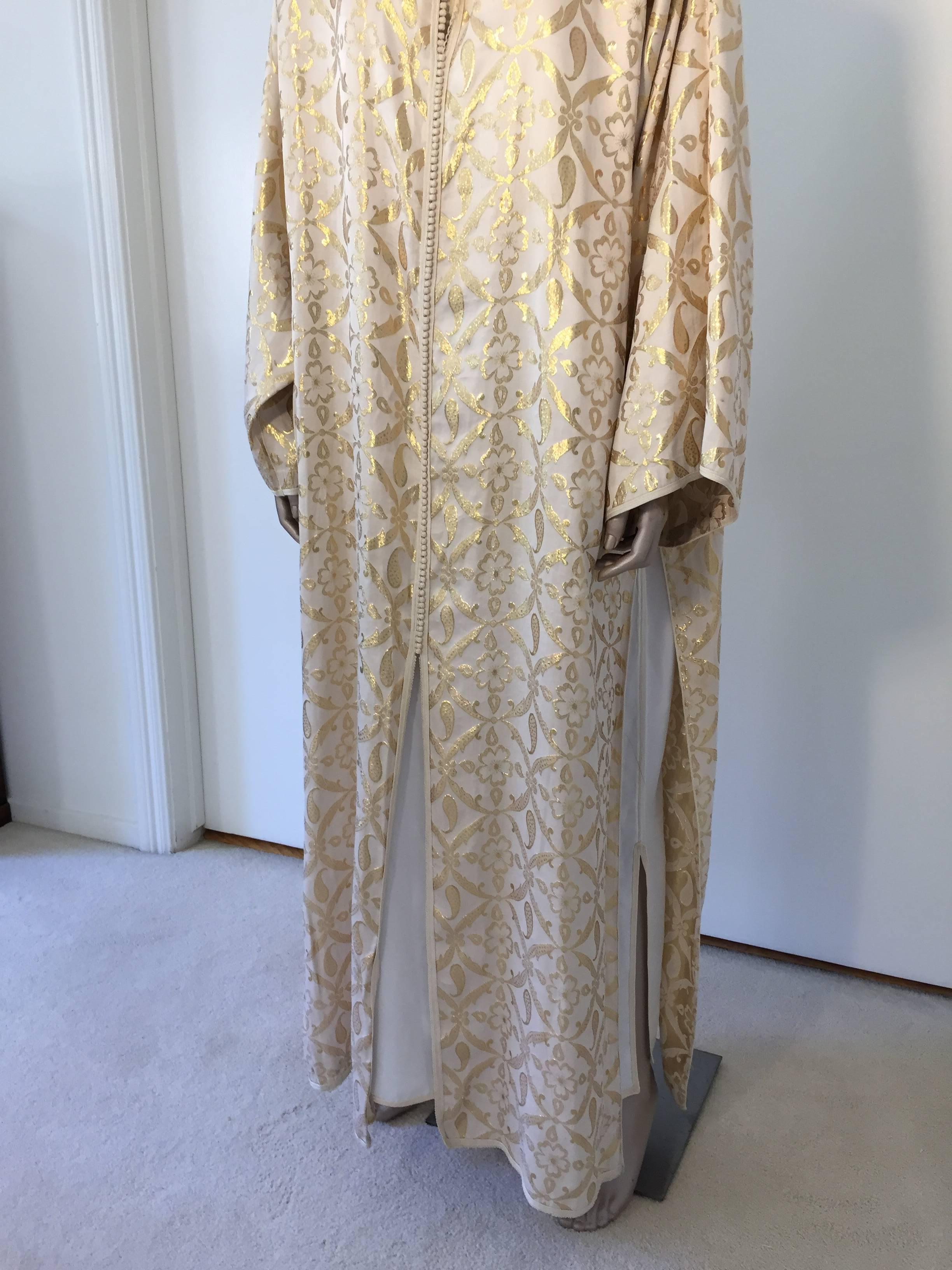 Embroidered Moroccan Gold Silk Brocade Caftan Set