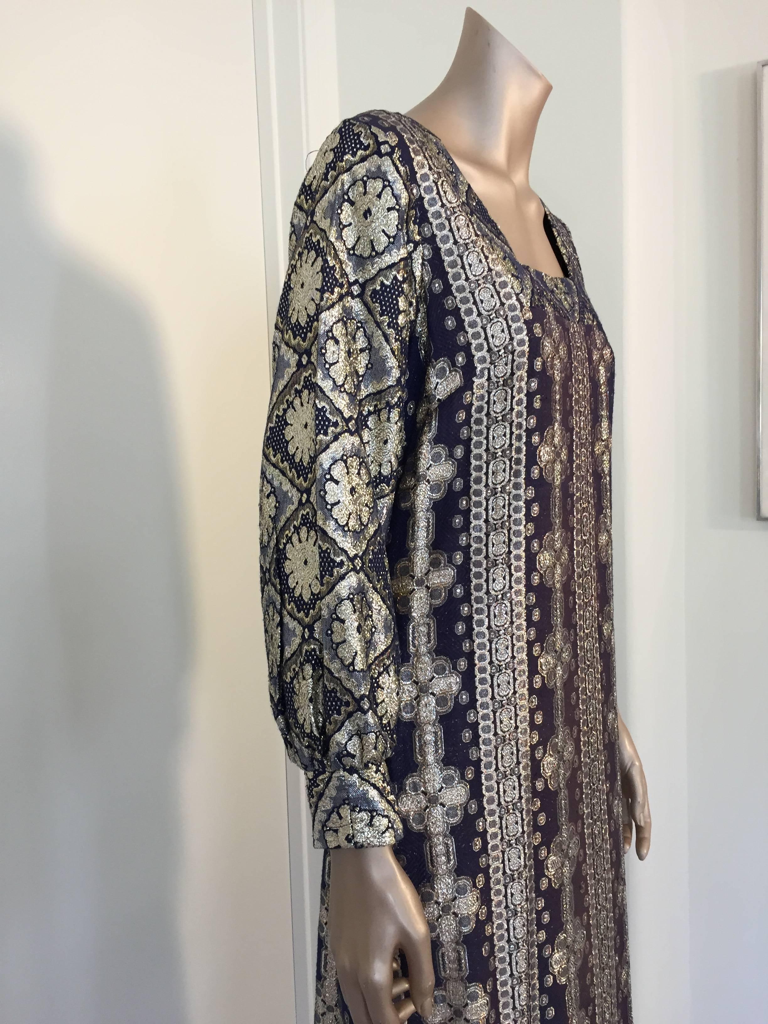 20th Century Vintage Brocade Caftan by Bob Cunningham Nellica Beitner Neiman Marcus Size S For Sale