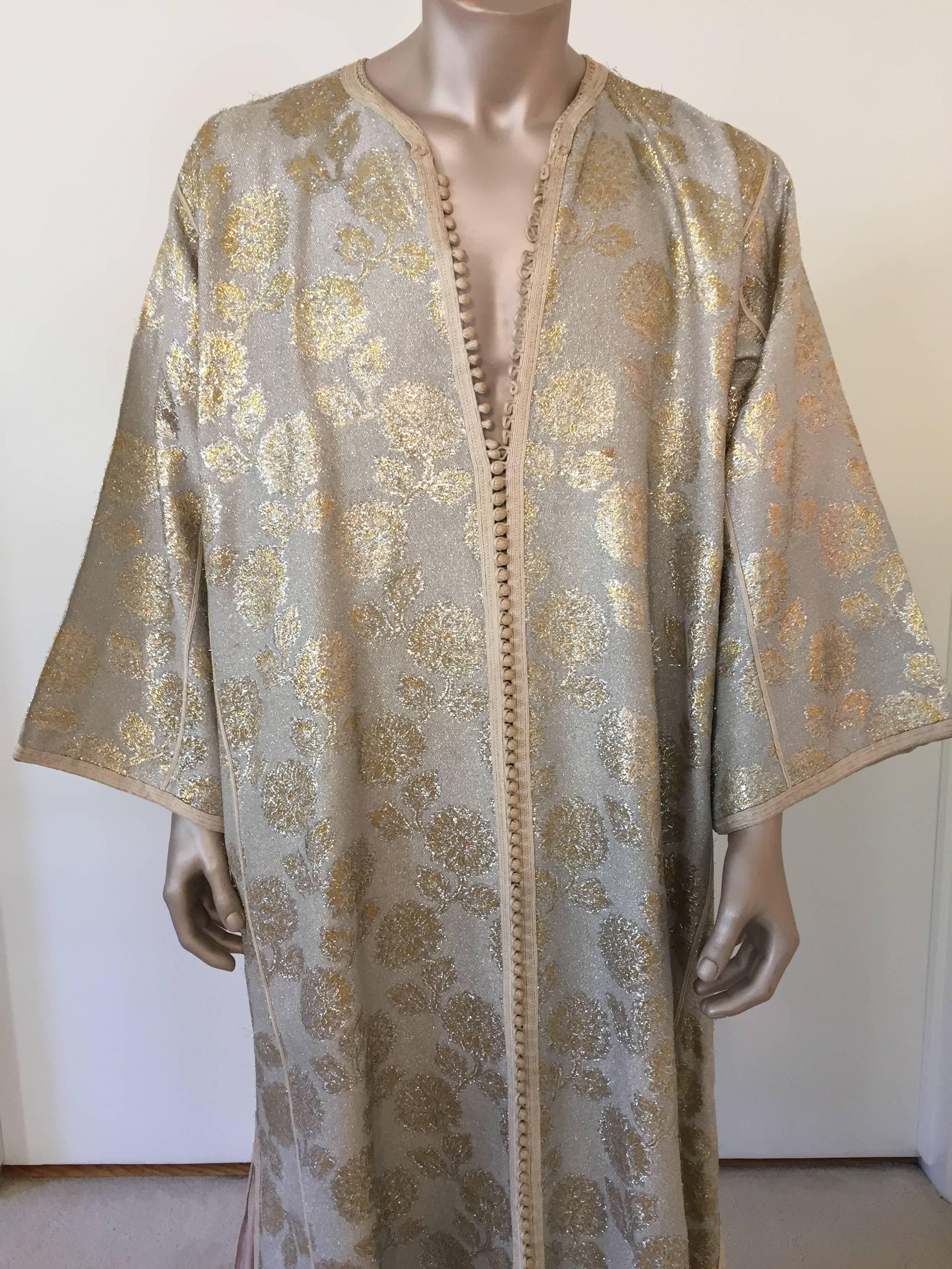 Moorish Moroccan Gentleman Silver Brocade Caftan Vintage Kaftan Circa 1960