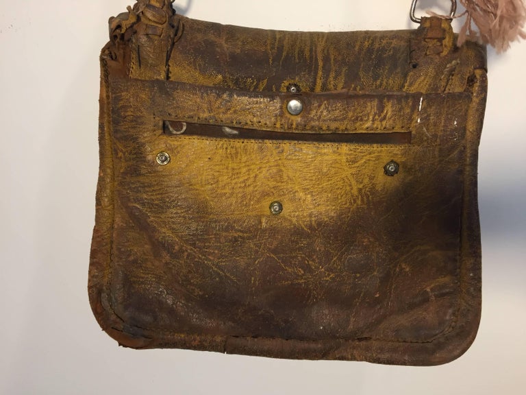 African Hand Tooled Leather Moroccan Shoulder Bag For Sale at 1stDibs