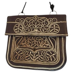 Collectible Vintage Hand-tooled Leather African Berber Tribal Moroccan Bag 1960