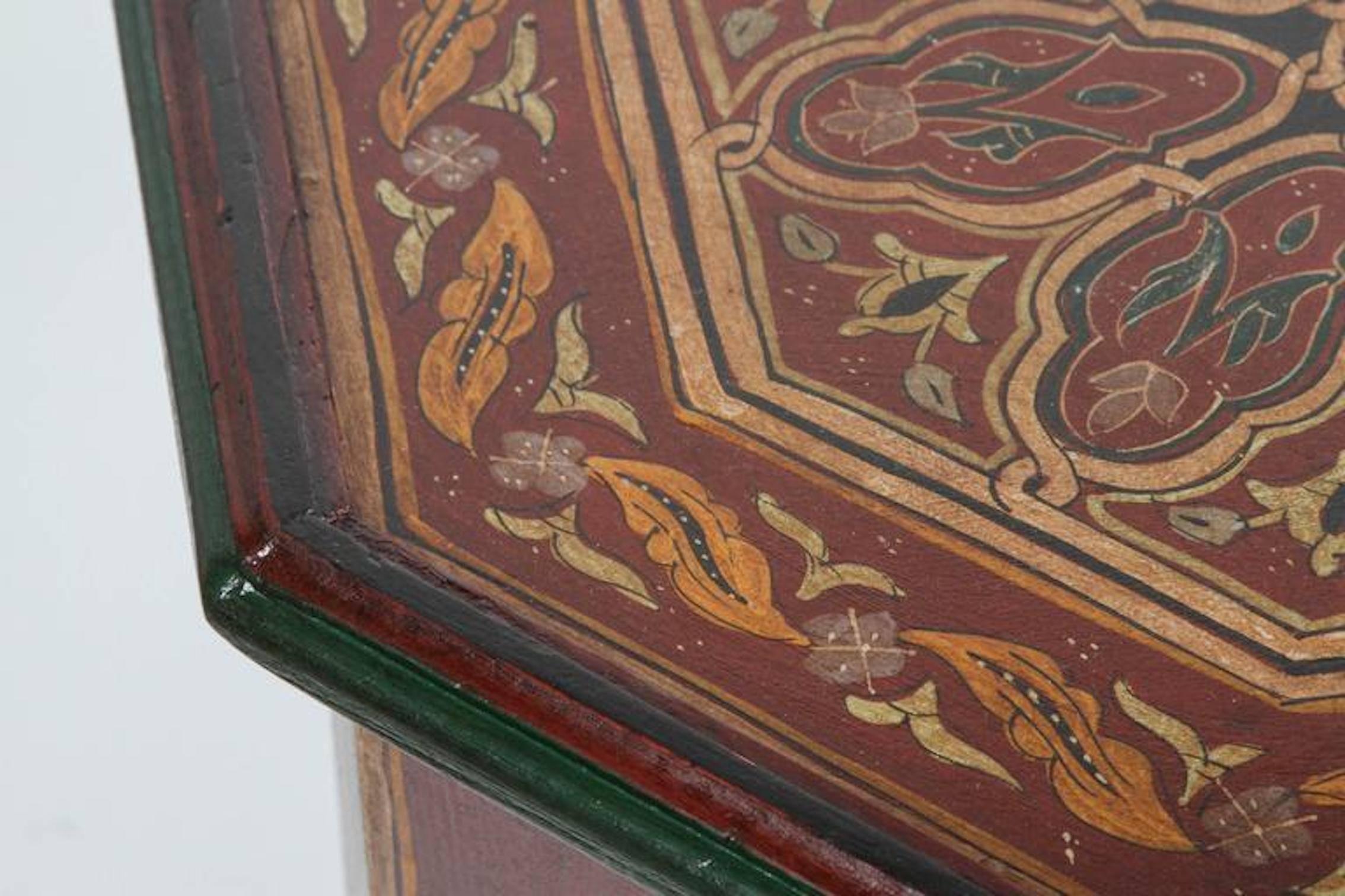 20th Century Moroccan Hand-Painted Side Table with Moorish Designs