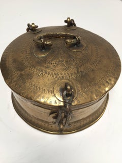 Anglo Indian Decorative Brass Lidded Tea Caddy