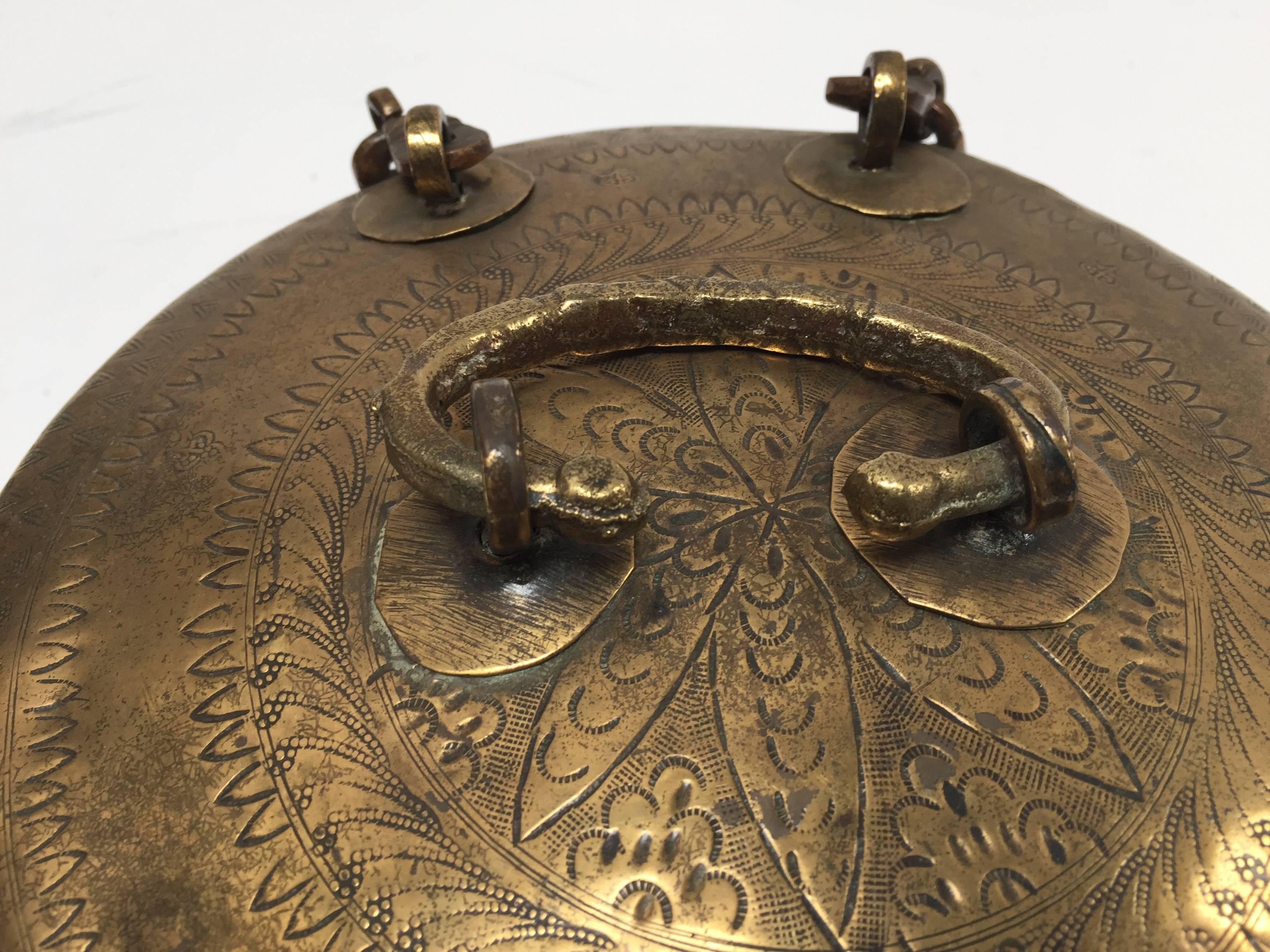 Hand-Crafted Anglo Indian Decorative Brass Lidded Tea Caddy