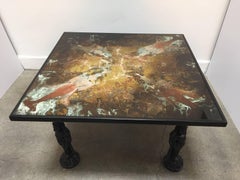 Asian Inspire Coffee Table with Indian God Vishnu on Lotus Stand